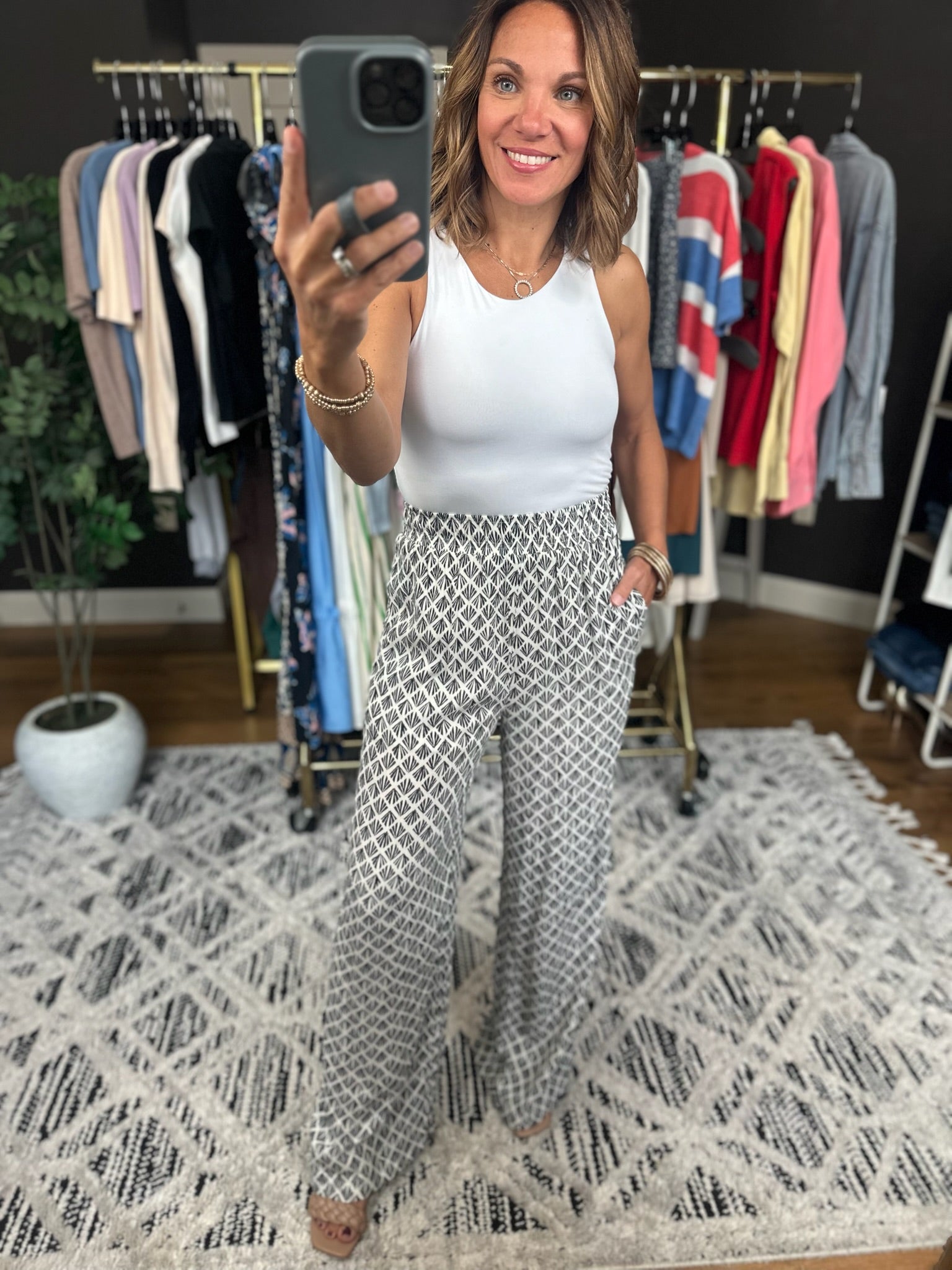 The Carrie Patterned Wide-Leg Pants-Pants-Be Cool-Anna Kaytes Boutique, Women's Fashion Boutique in Grinnell, Iowa