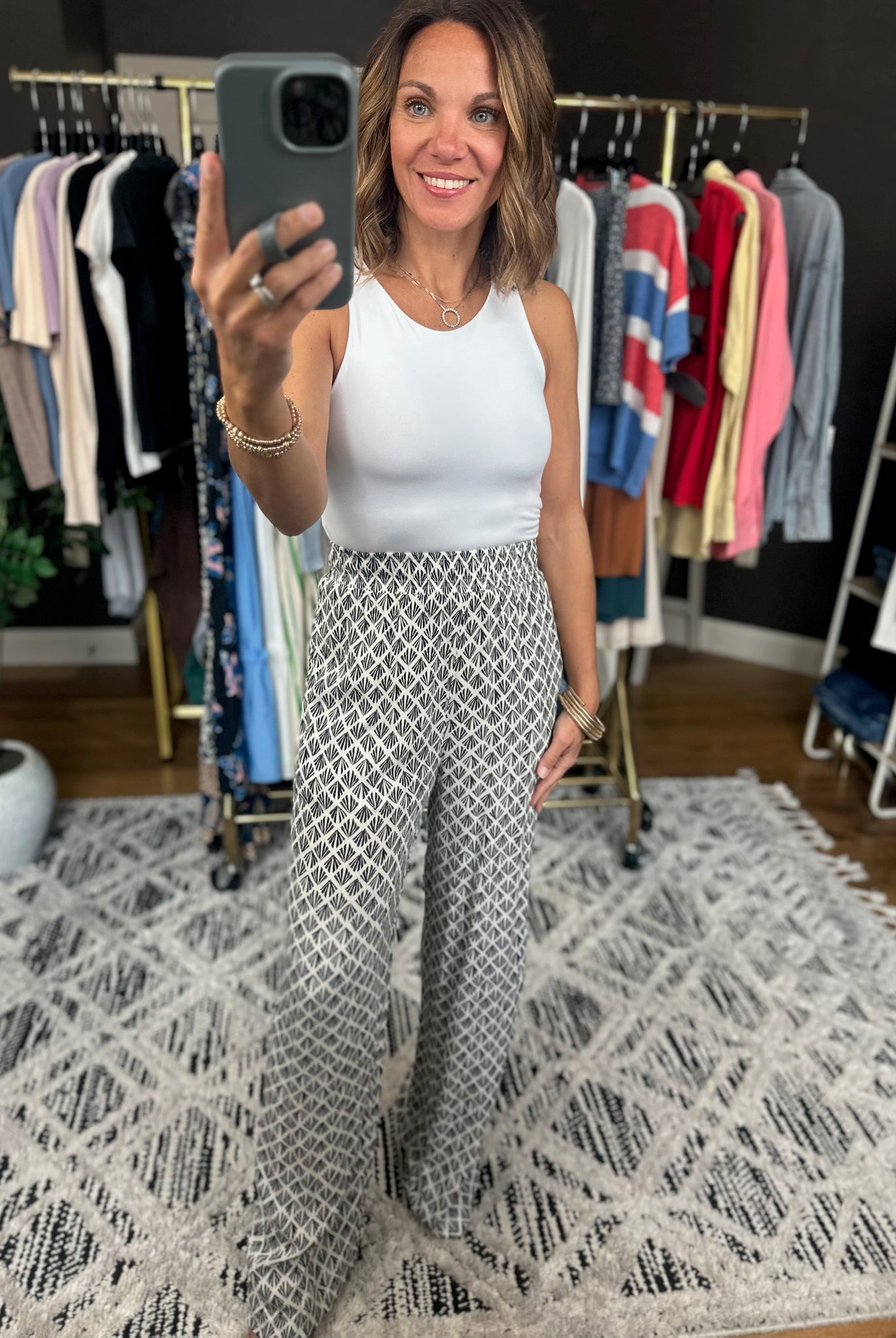 The Carrie Patterned Wide-Leg Pants-Pants-Be Cool-Anna Kaytes Boutique, Women's Fashion Boutique in Grinnell, Iowa