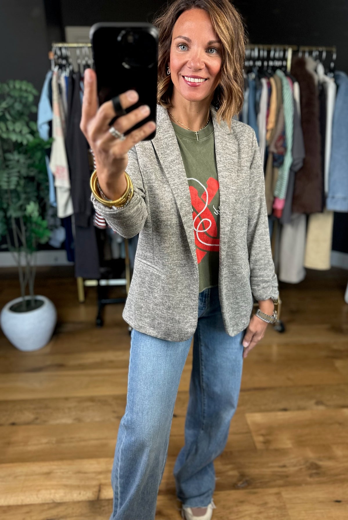 Back In Business Heathered Blazer-Jackets-Doe & Rae-Anna Kaytes Boutique, Women's Fashion Boutique in Grinnell, Iowa