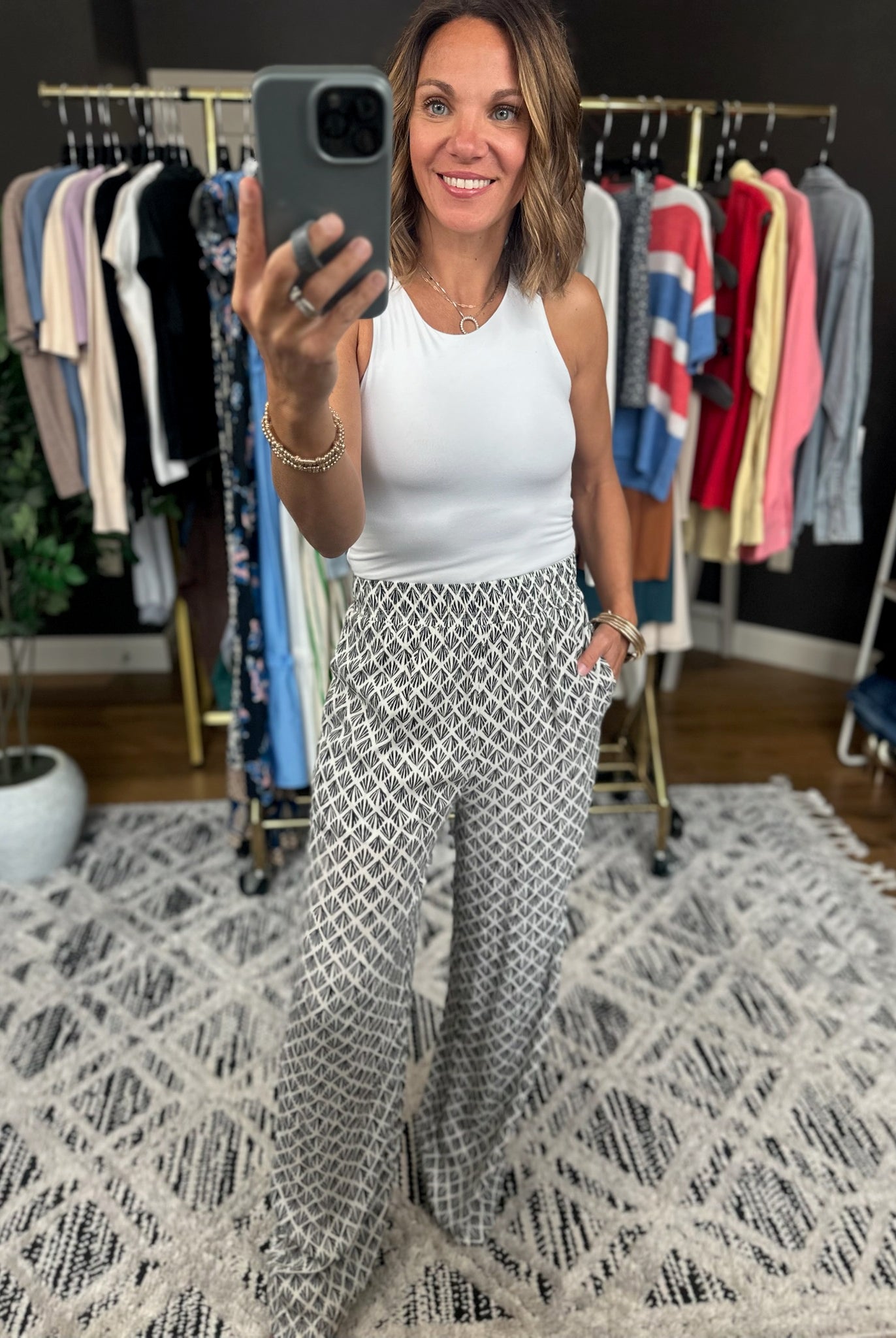 The Carrie Patterned Wide-Leg Pants-Pants-Be Cool-Anna Kaytes Boutique, Women's Fashion Boutique in Grinnell, Iowa