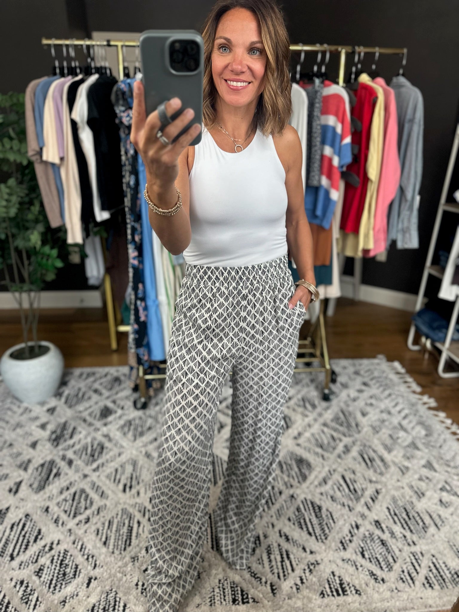 The Carrie Patterned Wide-Leg Pants-Pants-Be Cool-Anna Kaytes Boutique, Women's Fashion Boutique in Grinnell, Iowa