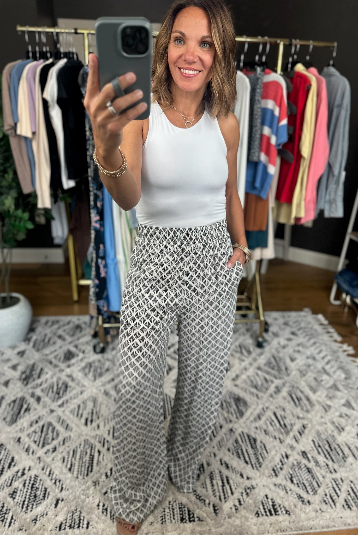 The Carrie Patterned Wide-Leg Pants-Pants-Be Cool-Anna Kaytes Boutique, Women's Fashion Boutique in Grinnell, Iowa