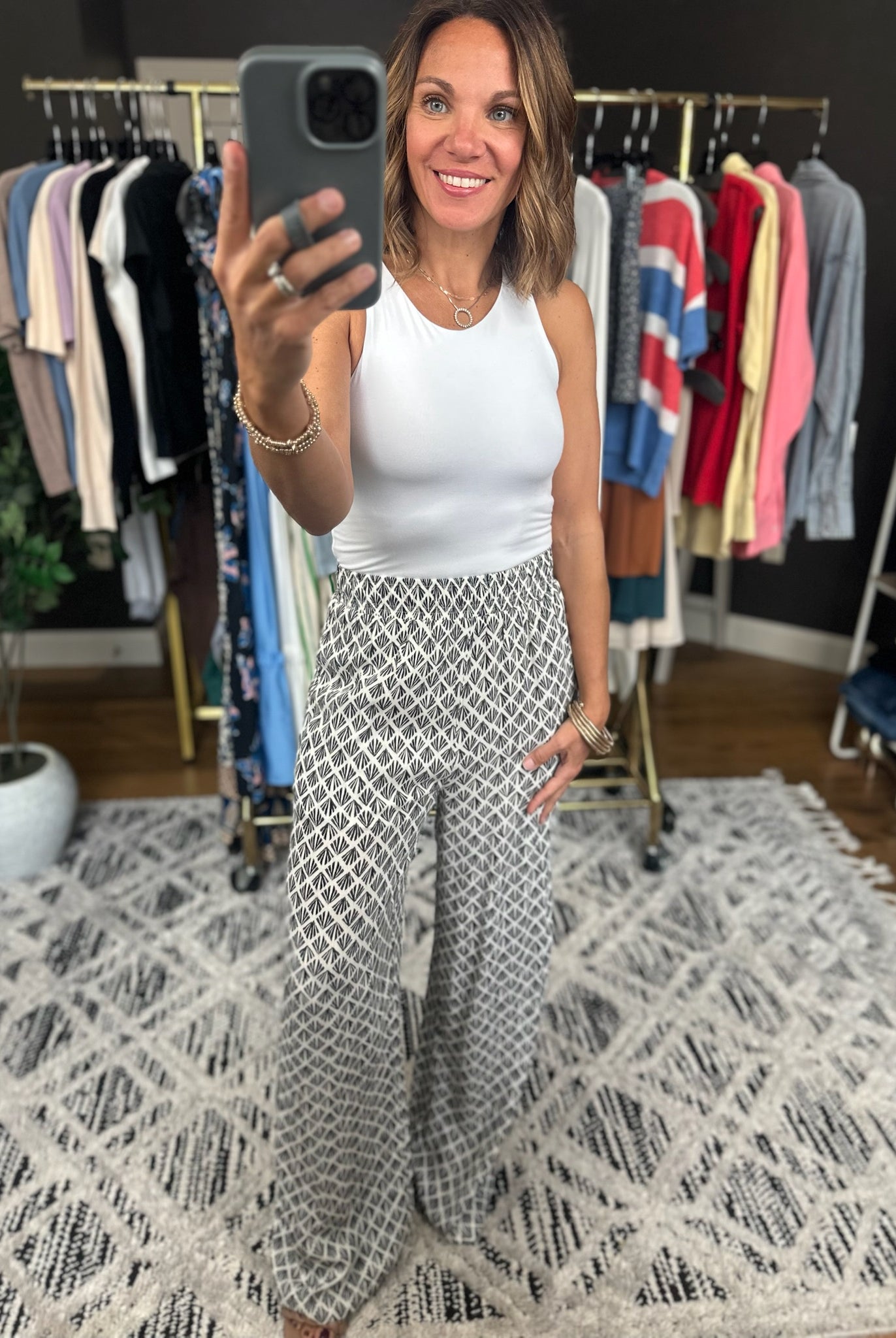 The Carrie Patterned Wide-Leg Pants-Pants-Be Cool-Anna Kaytes Boutique, Women's Fashion Boutique in Grinnell, Iowa