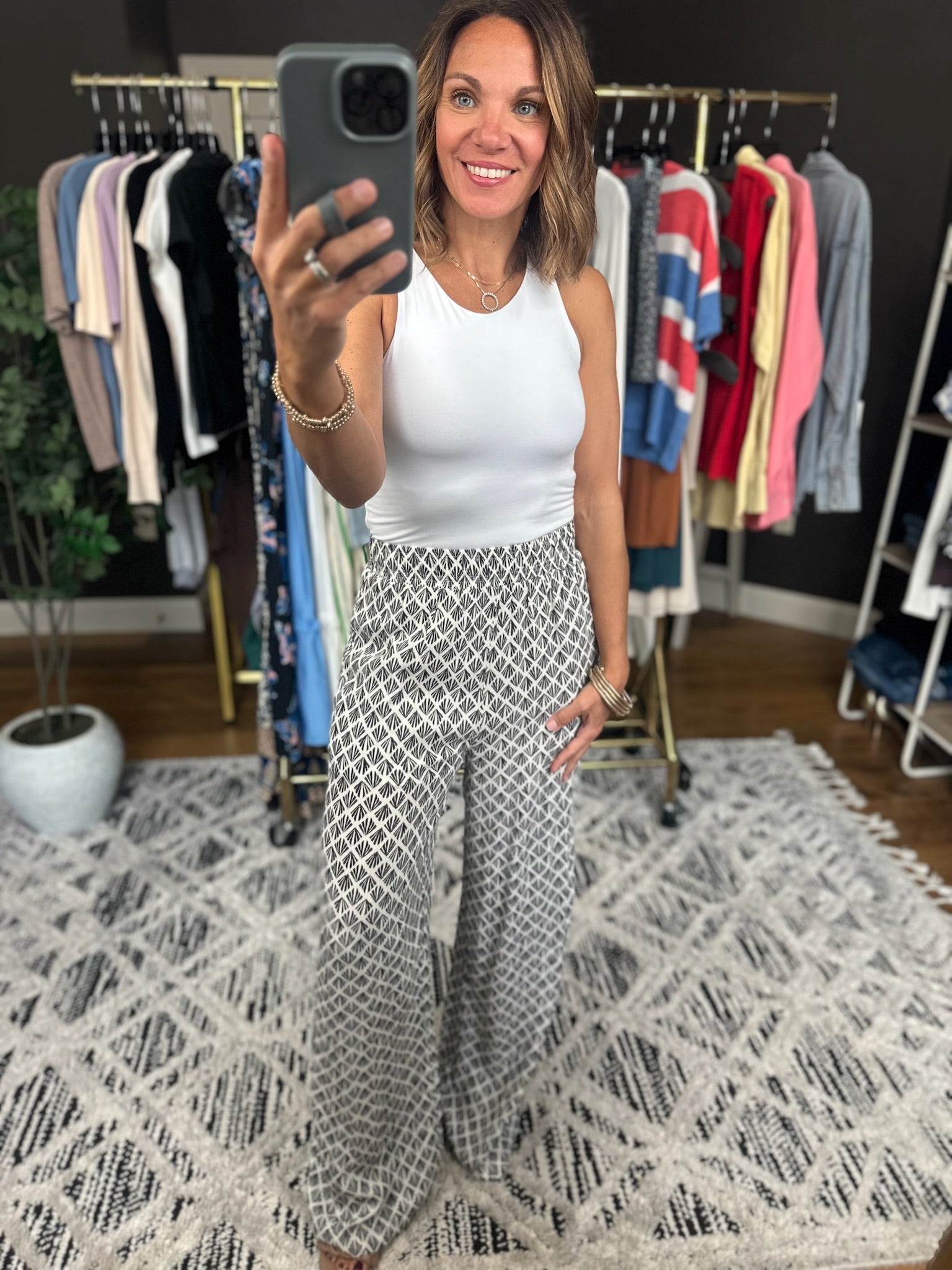 The Carrie Patterned Wide-Leg Pants-Pants-Be Cool-Anna Kaytes Boutique, Women's Fashion Boutique in Grinnell, Iowa