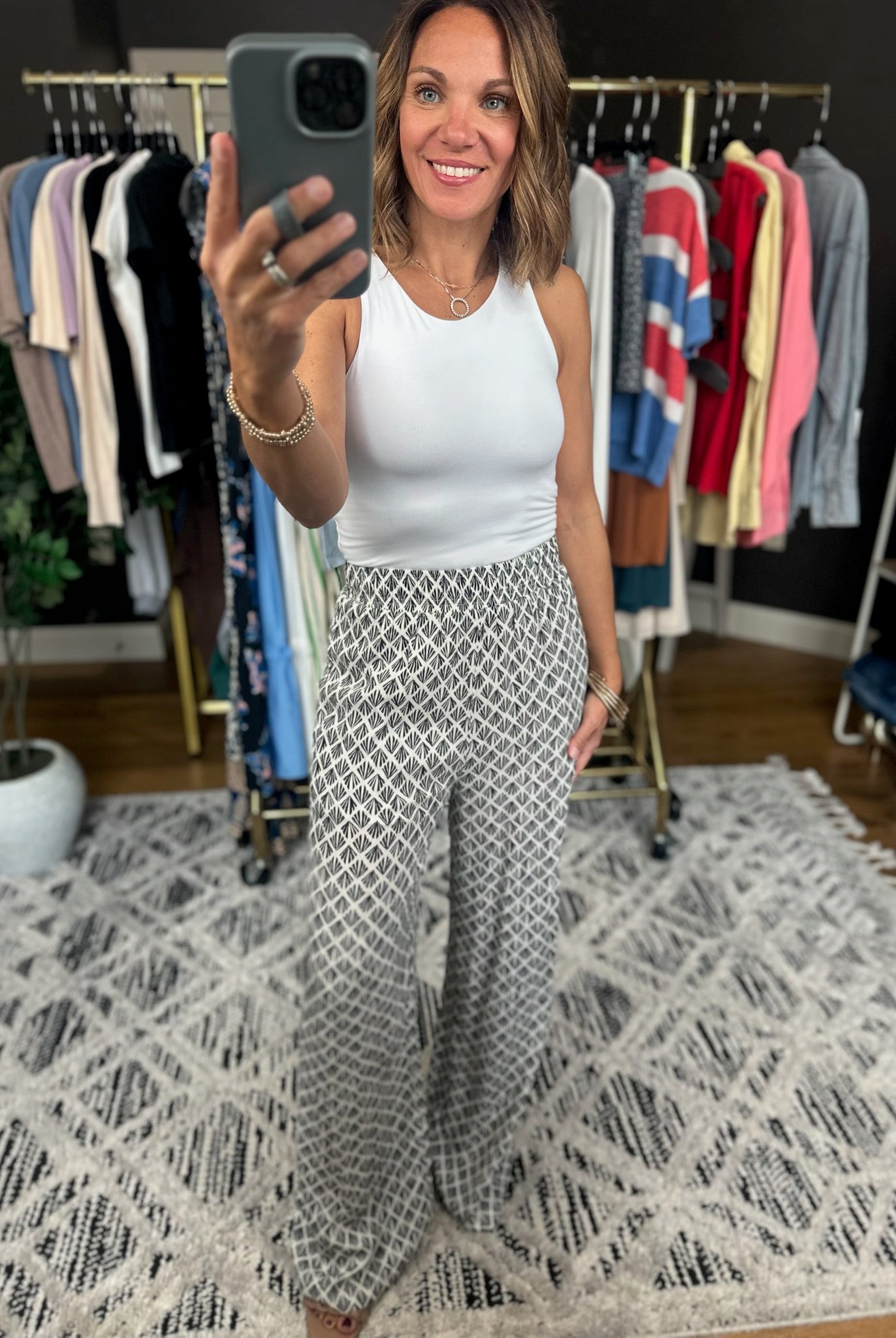 The Carrie Patterned Wide-Leg Pants-Pants-Be Cool-Anna Kaytes Boutique, Women's Fashion Boutique in Grinnell, Iowa