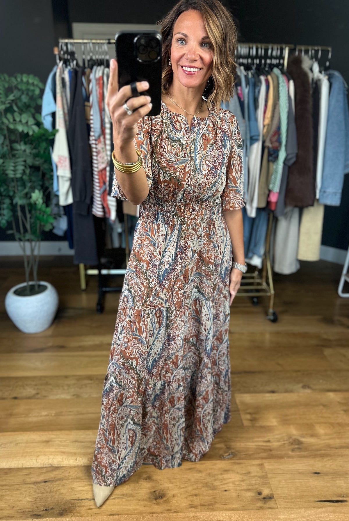 Settled Feeling Paisley Dress-Dresses-She & Sky-Anna Kaytes Boutique, Women's Fashion Boutique in Grinnell, Iowa