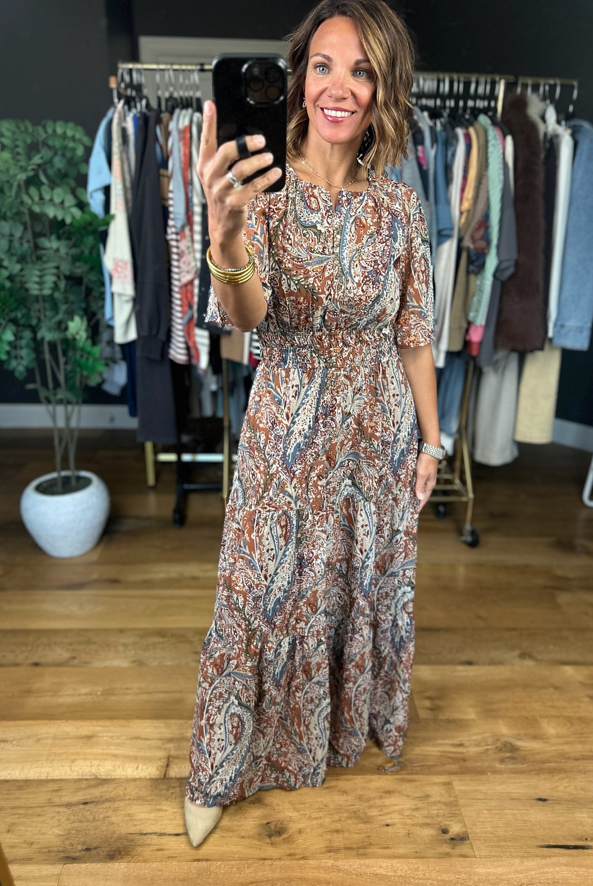 Settled Feeling Paisley Dress-Dresses-She & Sky-Anna Kaytes Boutique, Women's Fashion Boutique in Grinnell, Iowa