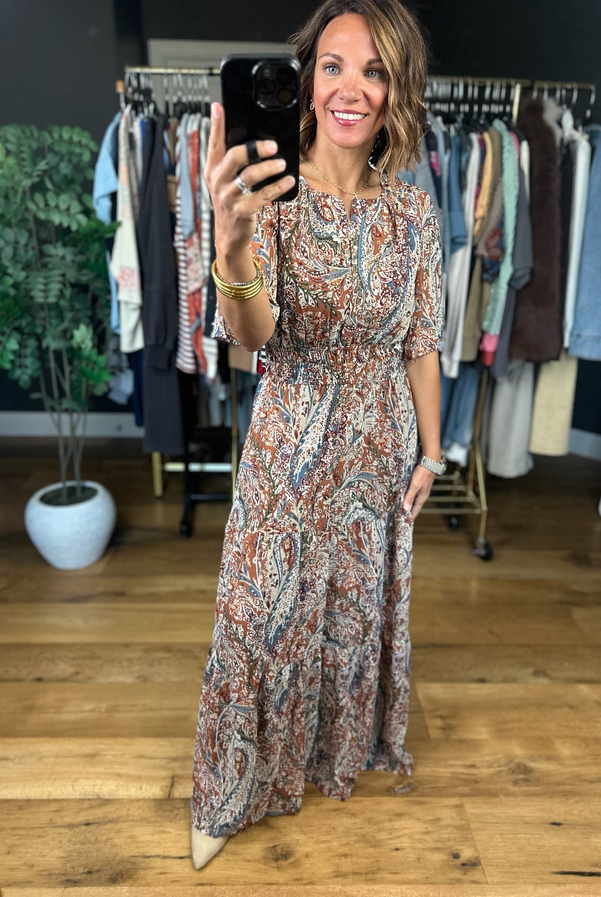 Settled Feeling Paisley Dress-Dresses-She & Sky-Anna Kaytes Boutique, Women's Fashion Boutique in Grinnell, Iowa
