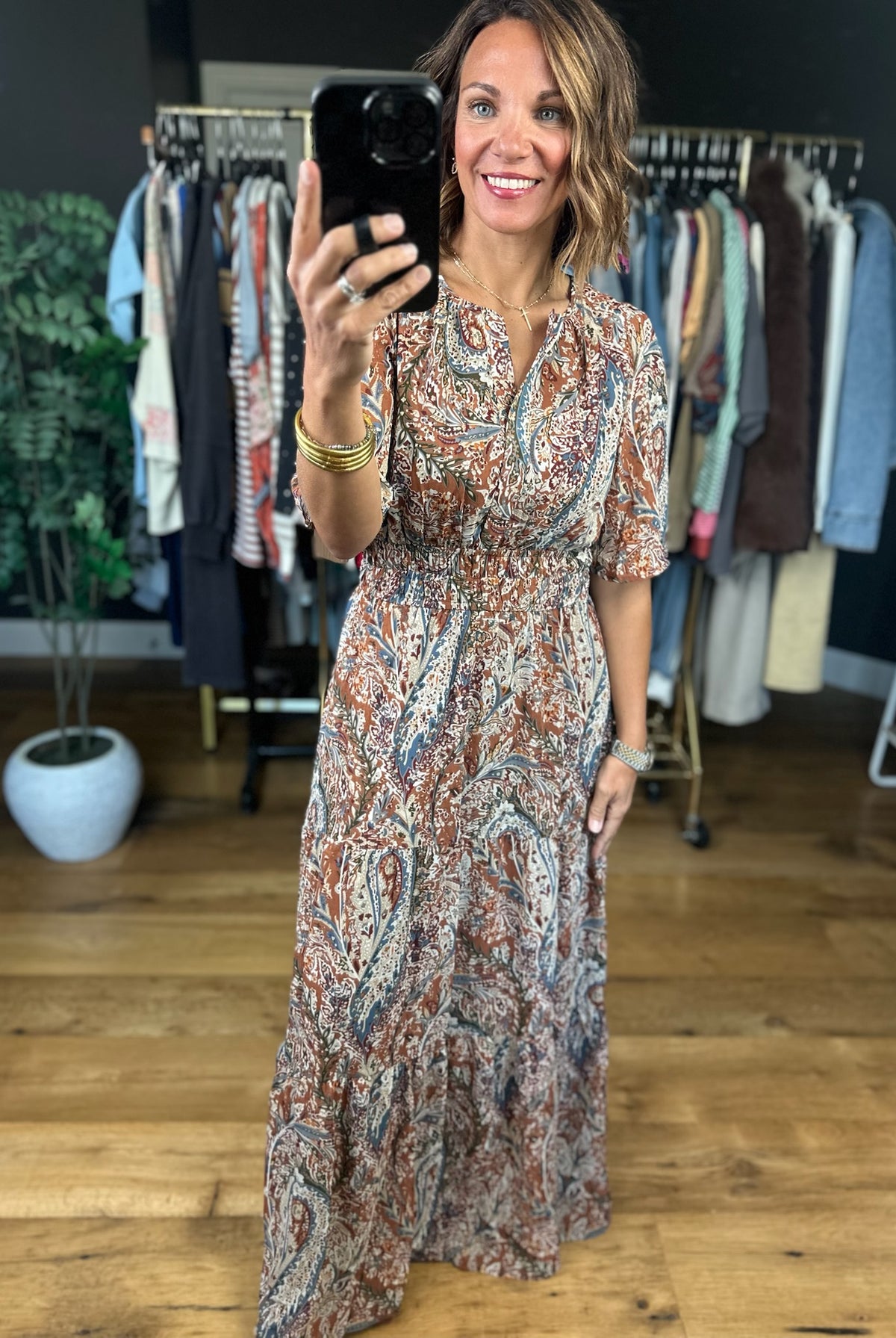Settled Feeling Paisley Dress-Dresses-She & Sky-Anna Kaytes Boutique, Women's Fashion Boutique in Grinnell, Iowa