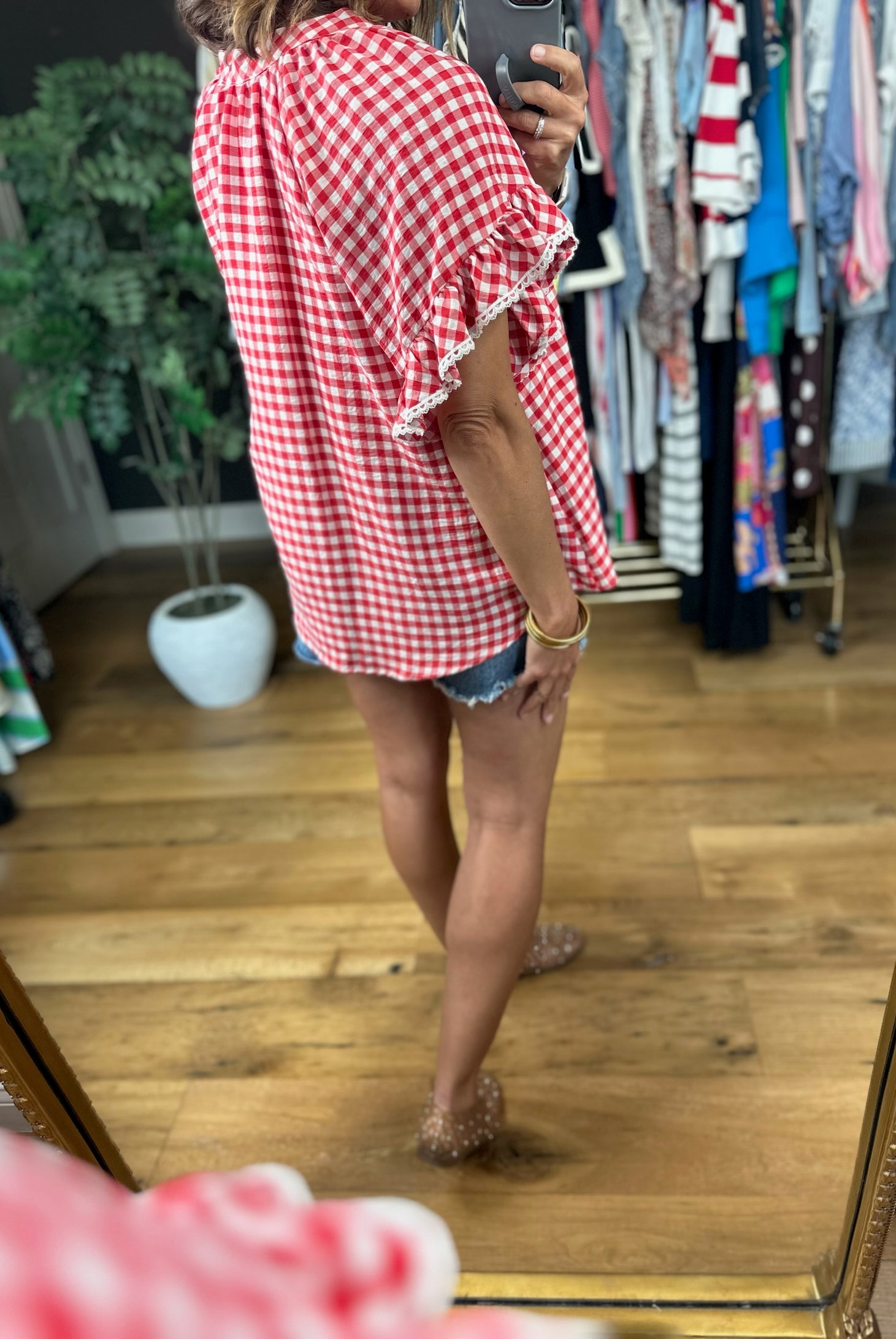 Picnic In The Park Gingham Top-Short Sleeves-Umgee-Anna Kaytes Boutique, Women's Fashion Boutique in Grinnell, Iowa