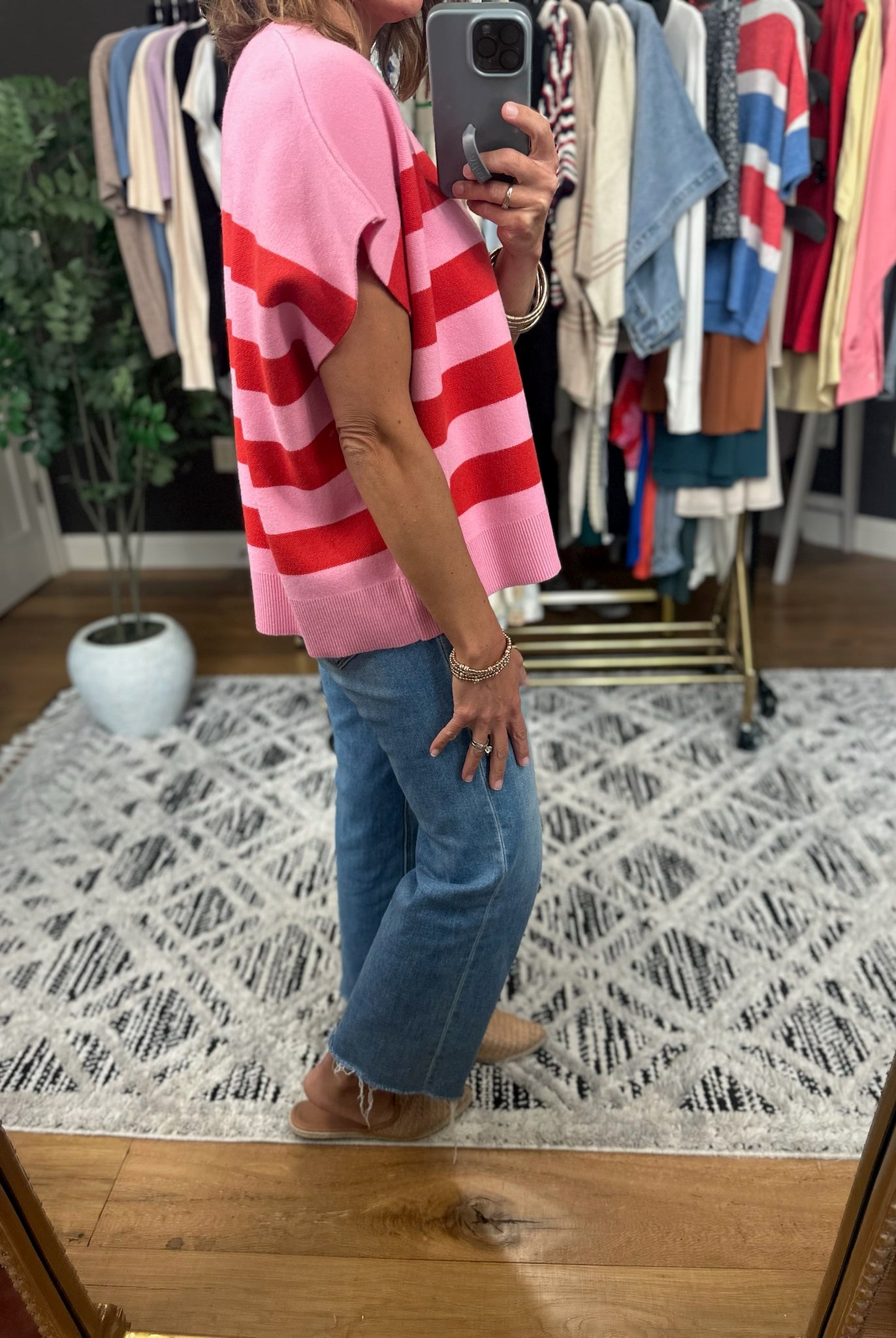 Match My Tone Striped Knit Top-Short Sleeves-Entro-Anna Kaytes Boutique, Women's Fashion Boutique in Grinnell, Iowa