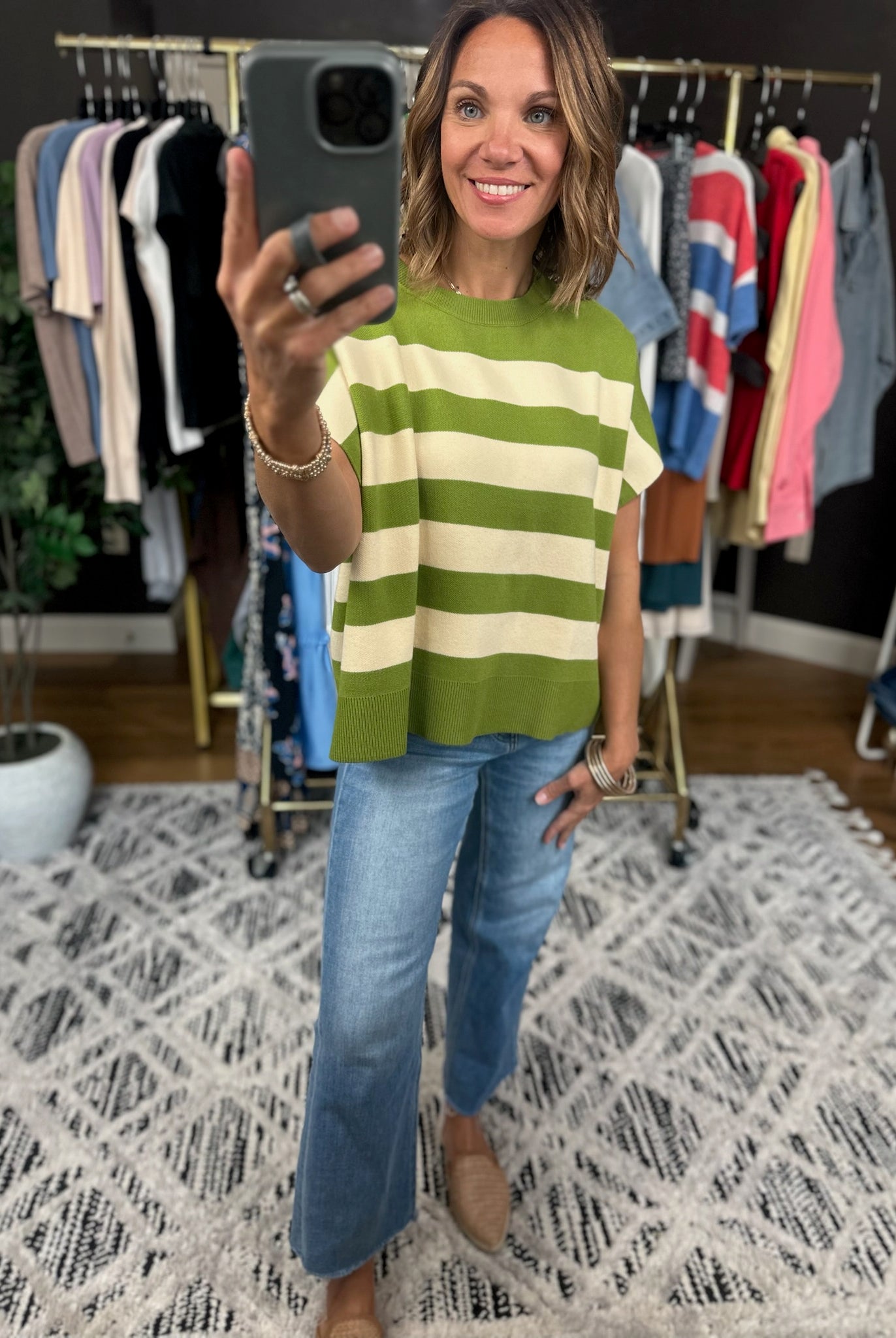 Match My Tone Striped Knit Top-Short Sleeves-Entro-Anna Kaytes Boutique, Women's Fashion Boutique in Grinnell, Iowa