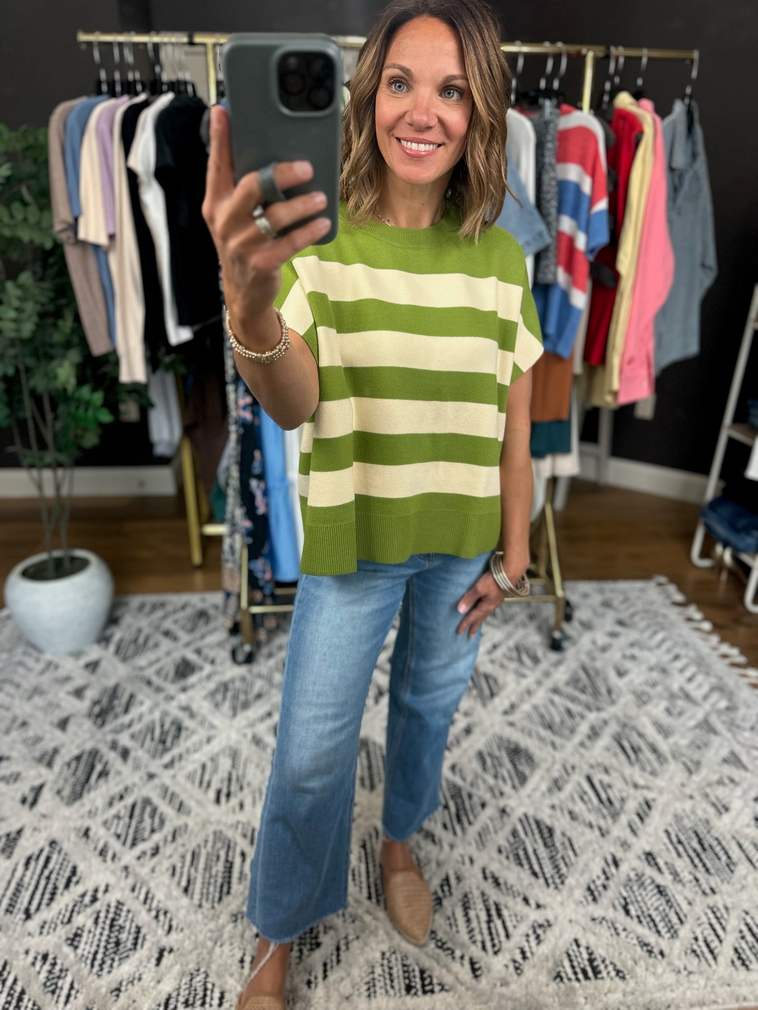 Match My Tone Striped Knit Top-Short Sleeves-Entro-Anna Kaytes Boutique, Women's Fashion Boutique in Grinnell, Iowa
