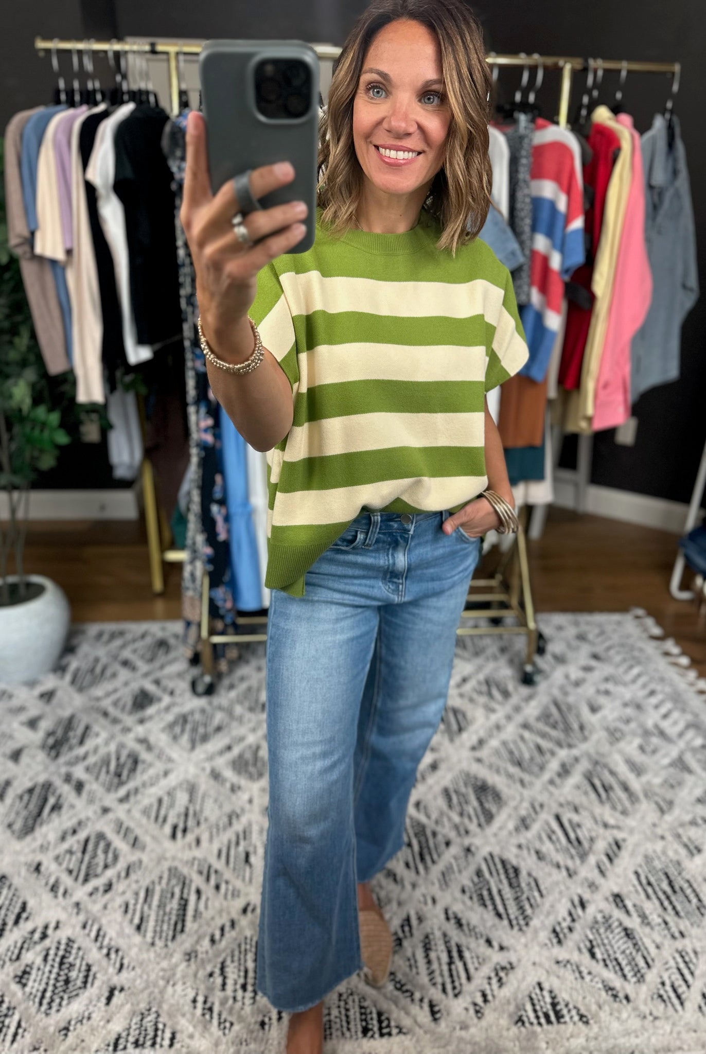 Match My Tone Striped Knit Top-Short Sleeves-Entro-Anna Kaytes Boutique, Women's Fashion Boutique in Grinnell, Iowa