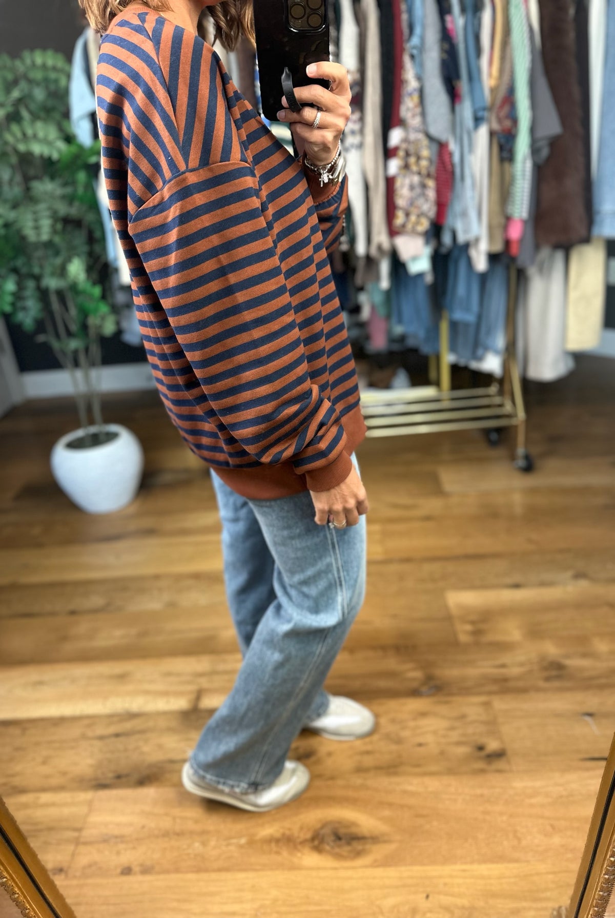 Something Cozy Striped Crewneck-Sweaters-Blu Pepper-Anna Kaytes Boutique, Women's Fashion Boutique in Grinnell, Iowa