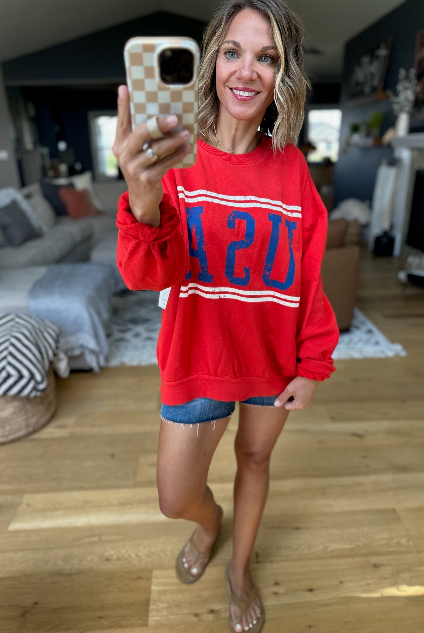 Born in the USA Bold Sweatshirt - Red-Z Supply-Anna Kaytes Boutique, Women's Fashion Boutique in Grinnell, Iowa