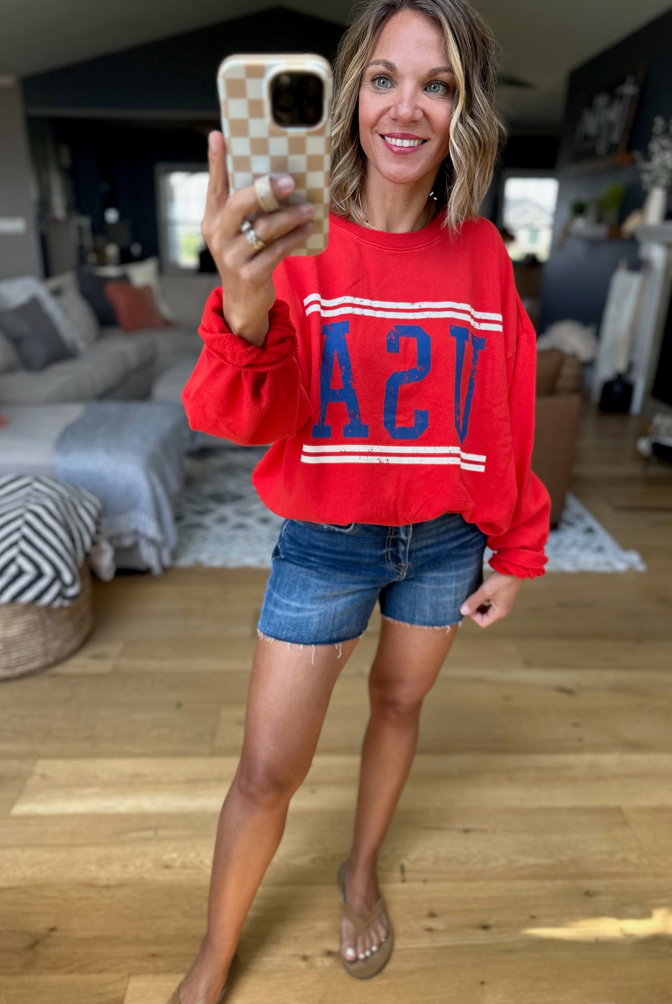 Born in the USA Bold Sweatshirt - Red-Z Supply-Anna Kaytes Boutique, Women's Fashion Boutique in Grinnell, Iowa