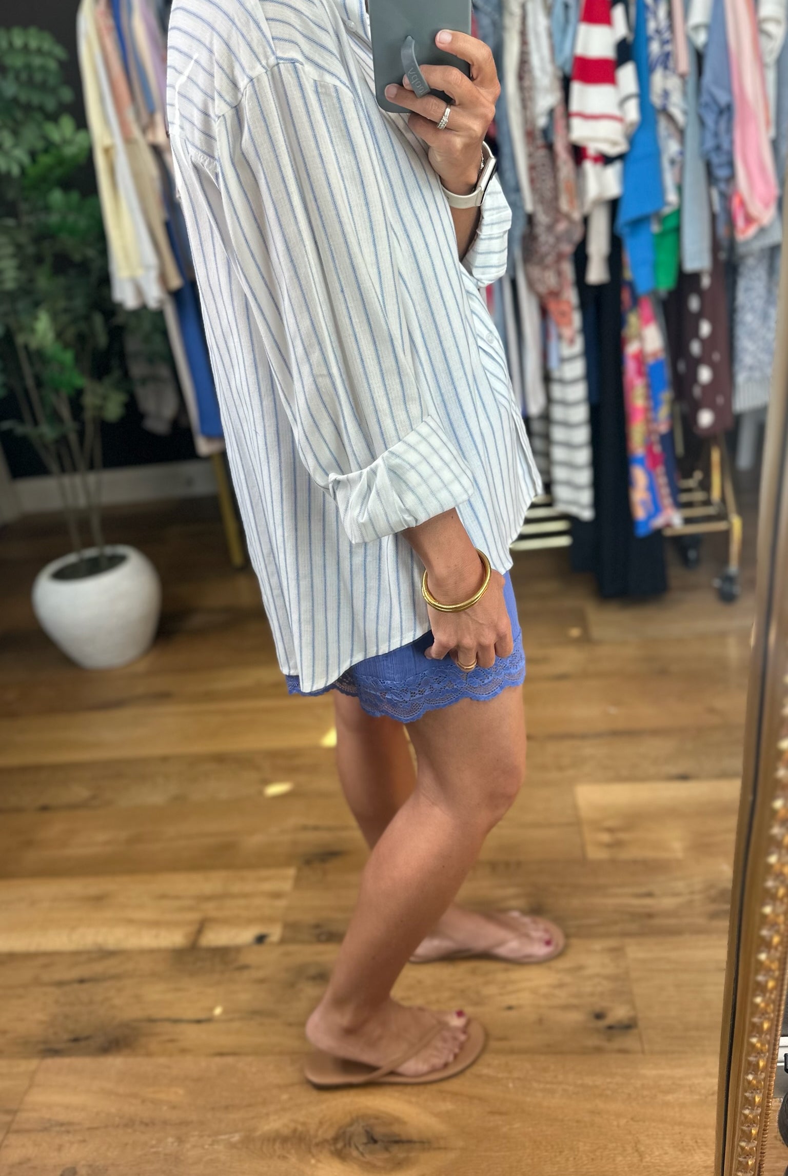 First Feelings Striped Button-Down Top-Long Sleeves-Double Zero-Anna Kaytes Boutique, Women's Fashion Boutique in Grinnell, Iowa