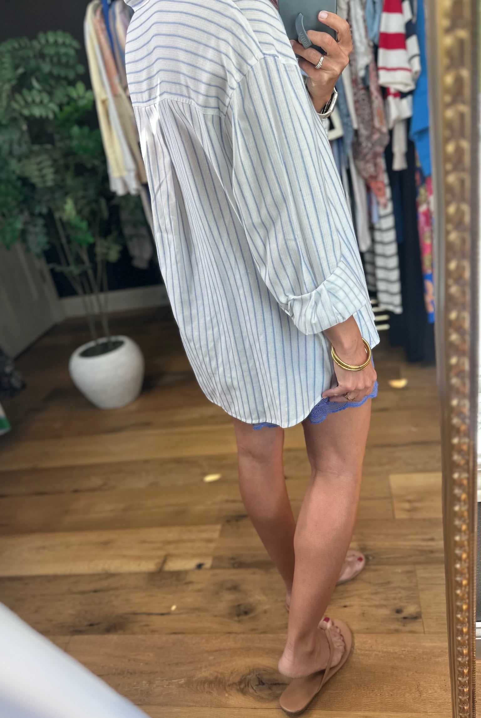 First Feelings Striped Button-Down Top-Long Sleeves-Double Zero-Anna Kaytes Boutique, Women's Fashion Boutique in Grinnell, Iowa