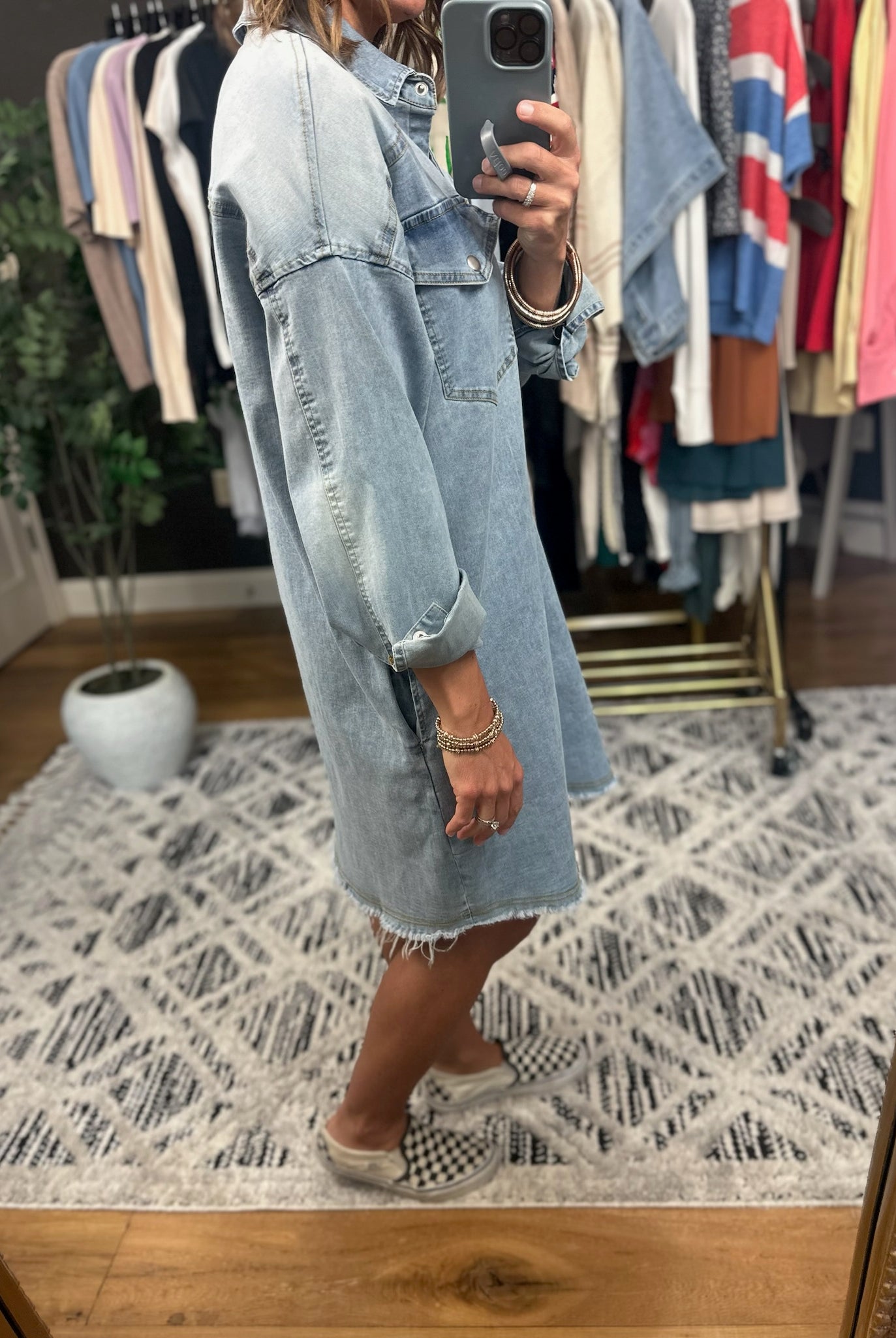 Better On My Side Button-Down Denim Dress-Dresses-Anniewear-Anna Kaytes Boutique, Women's Fashion Boutique in Grinnell, Iowa