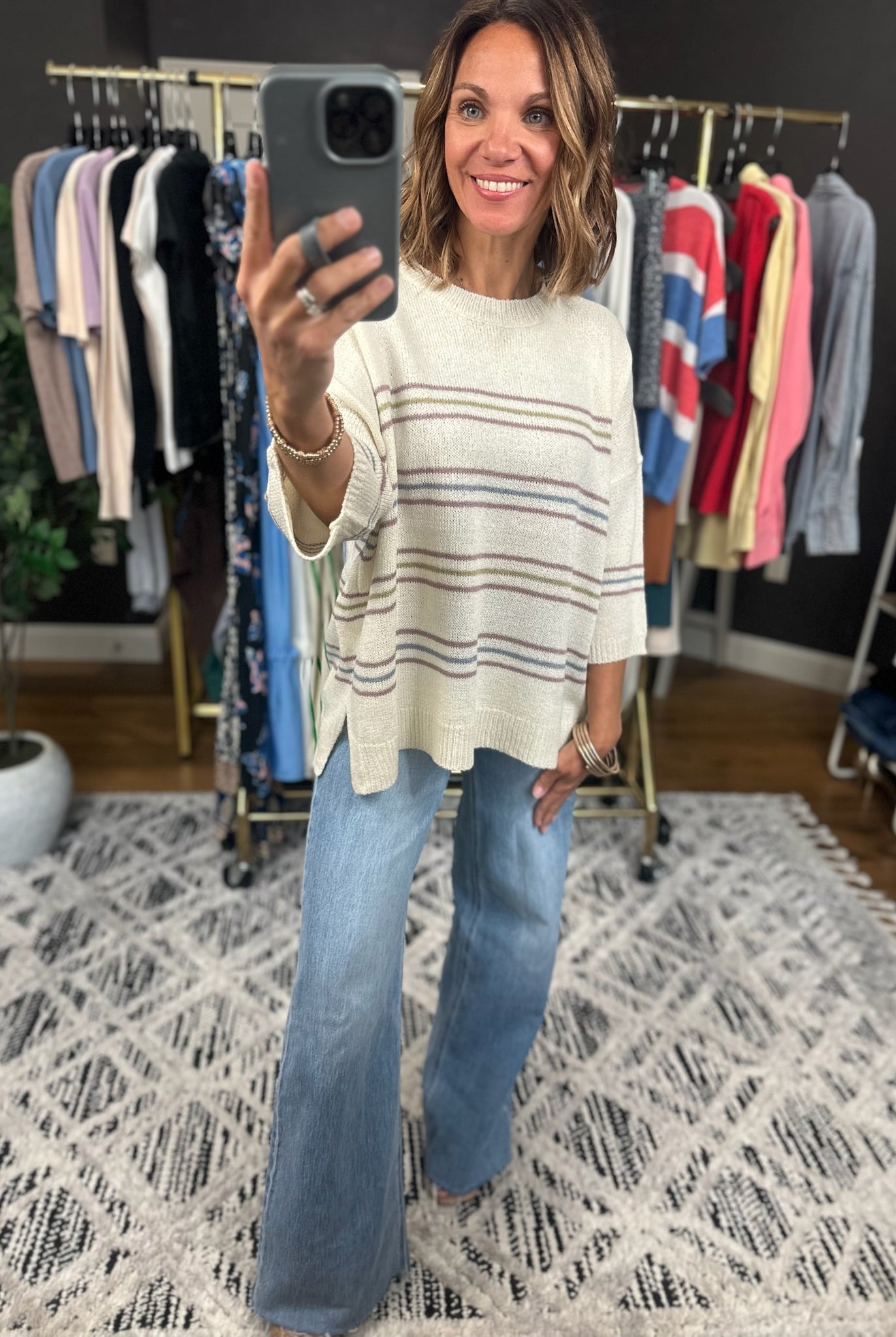 Trusting You Striped Knit Top-Sweaters-Be Cool-Anna Kaytes Boutique, Women's Fashion Boutique in Grinnell, Iowa