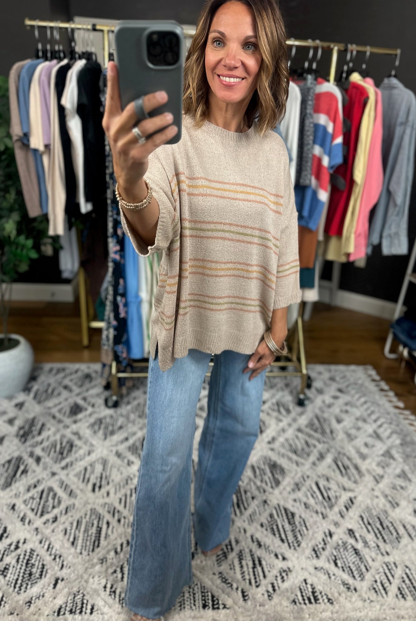 Trusting You Striped Knit Top-Sweaters-Be Cool-Anna Kaytes Boutique, Women's Fashion Boutique in Grinnell, Iowa