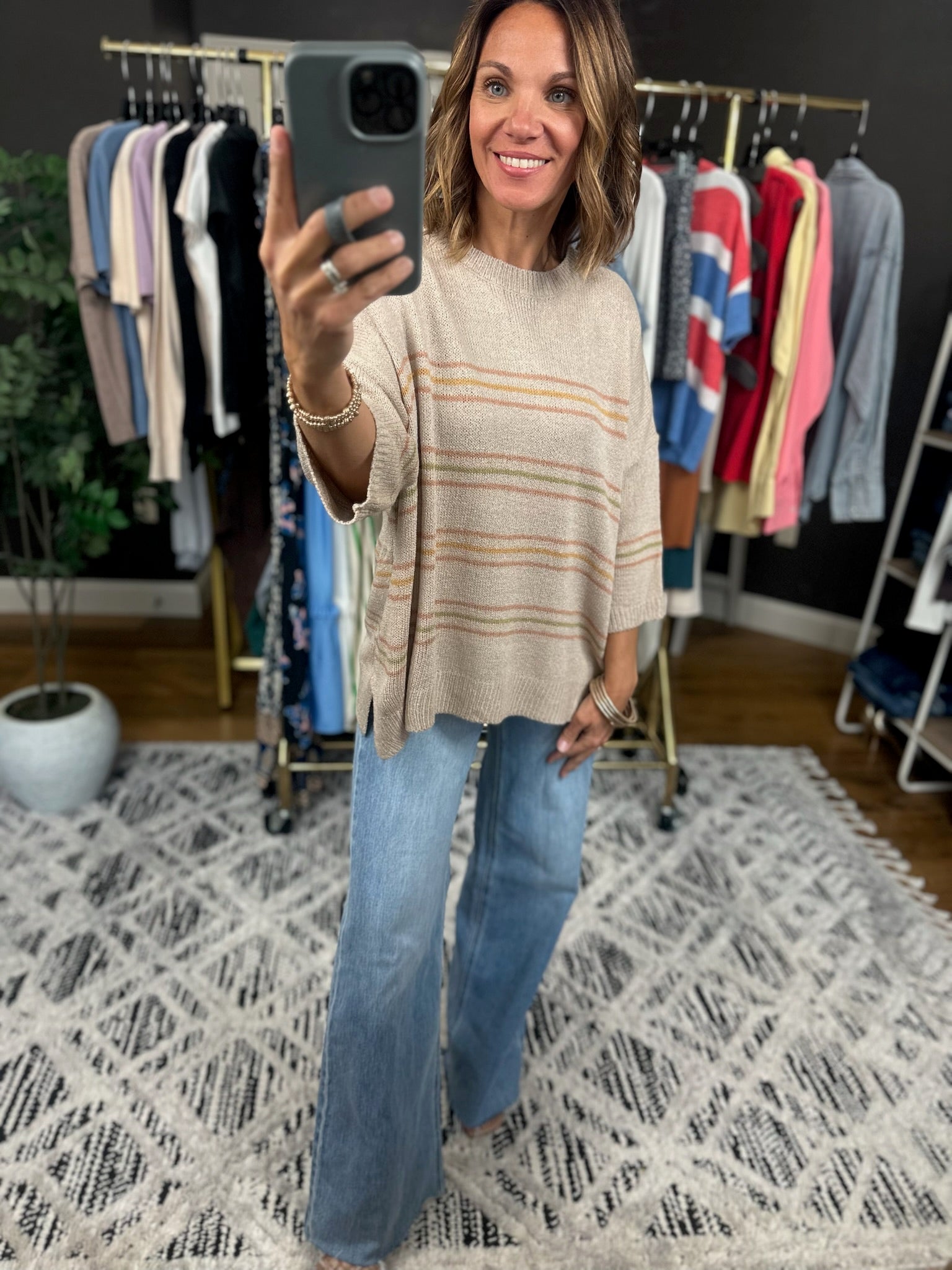 Trusting You Striped Knit Top-Sweaters-Be Cool-Anna Kaytes Boutique, Women's Fashion Boutique in Grinnell, Iowa