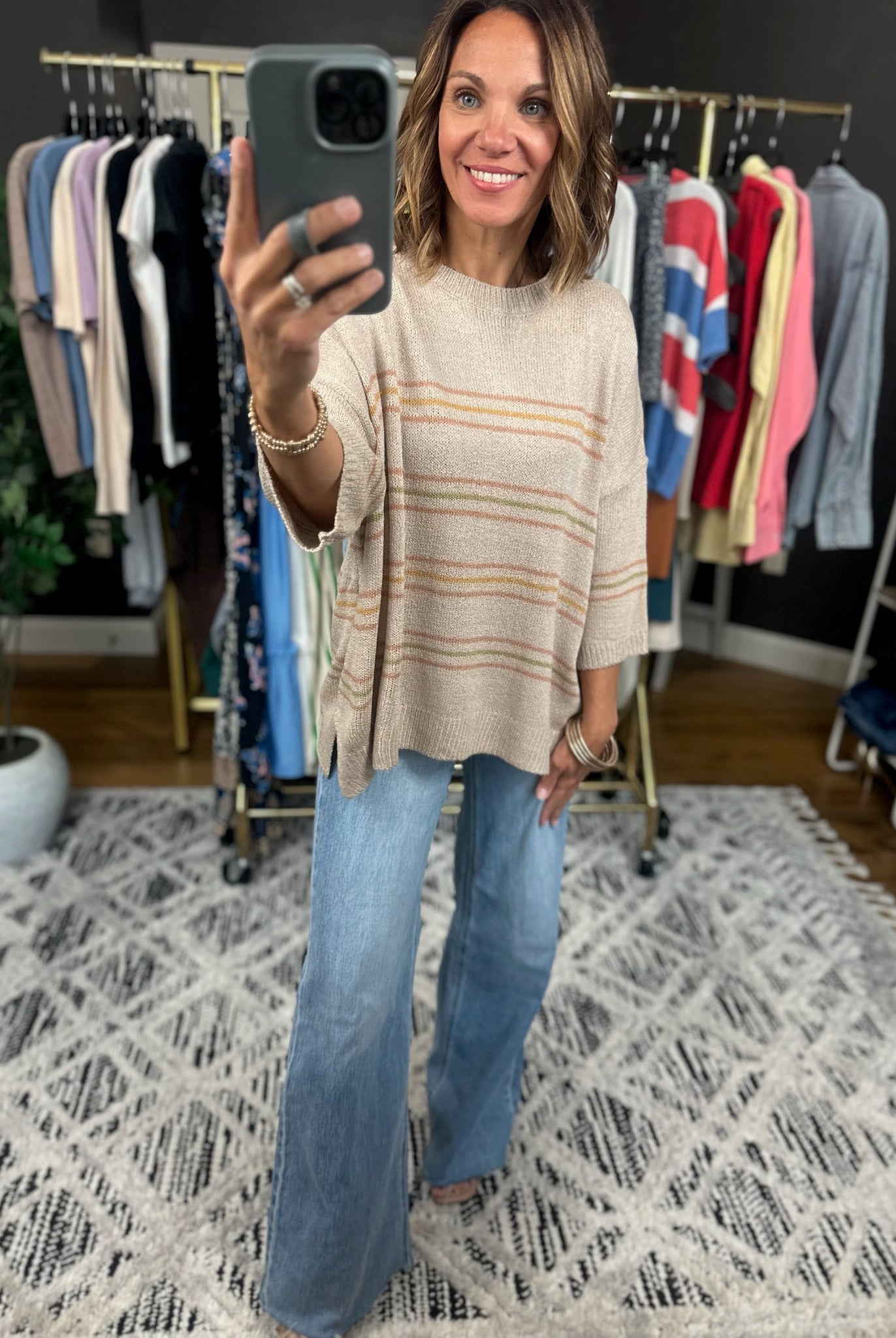 Trusting You Striped Knit Top-Sweaters-Be Cool-Anna Kaytes Boutique, Women's Fashion Boutique in Grinnell, Iowa