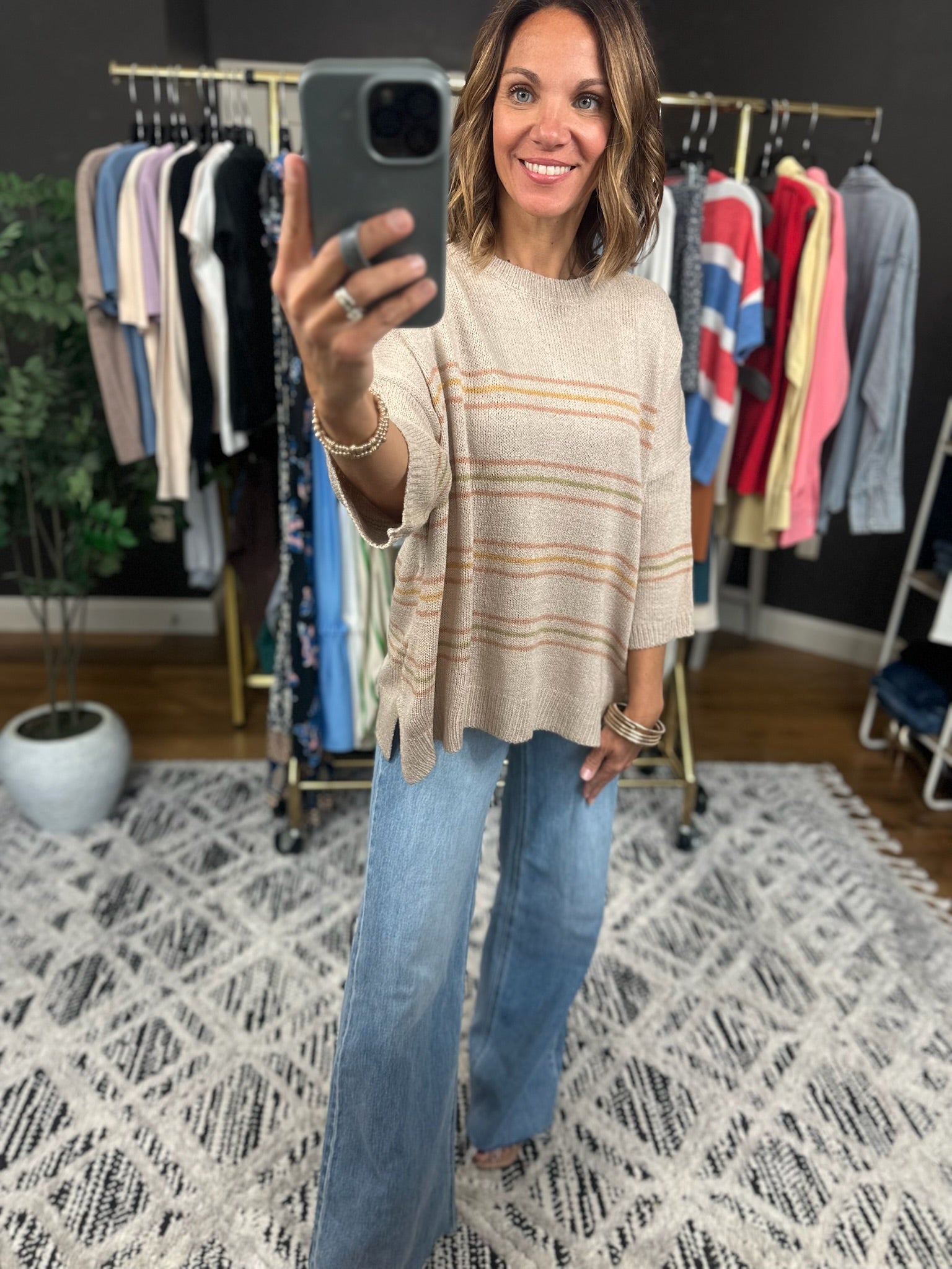 Trusting You Striped Knit Top-Sweaters-Be Cool-Anna Kaytes Boutique, Women's Fashion Boutique in Grinnell, Iowa