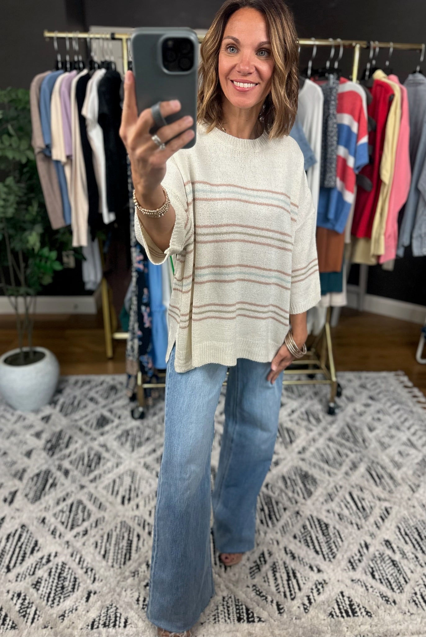 Trusting You Striped Knit Top-Sweaters-Be Cool-Anna Kaytes Boutique, Women's Fashion Boutique in Grinnell, Iowa