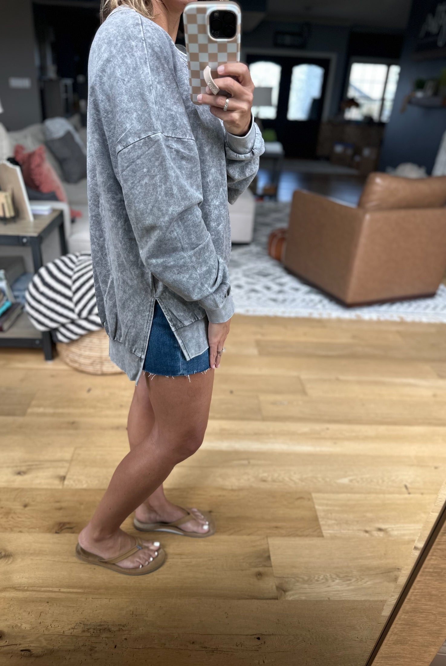 Right Away Washed Crew Sweatshirt-Blu Pepper-Anna Kaytes Boutique, Women's Fashion Boutique in Grinnell, Iowa