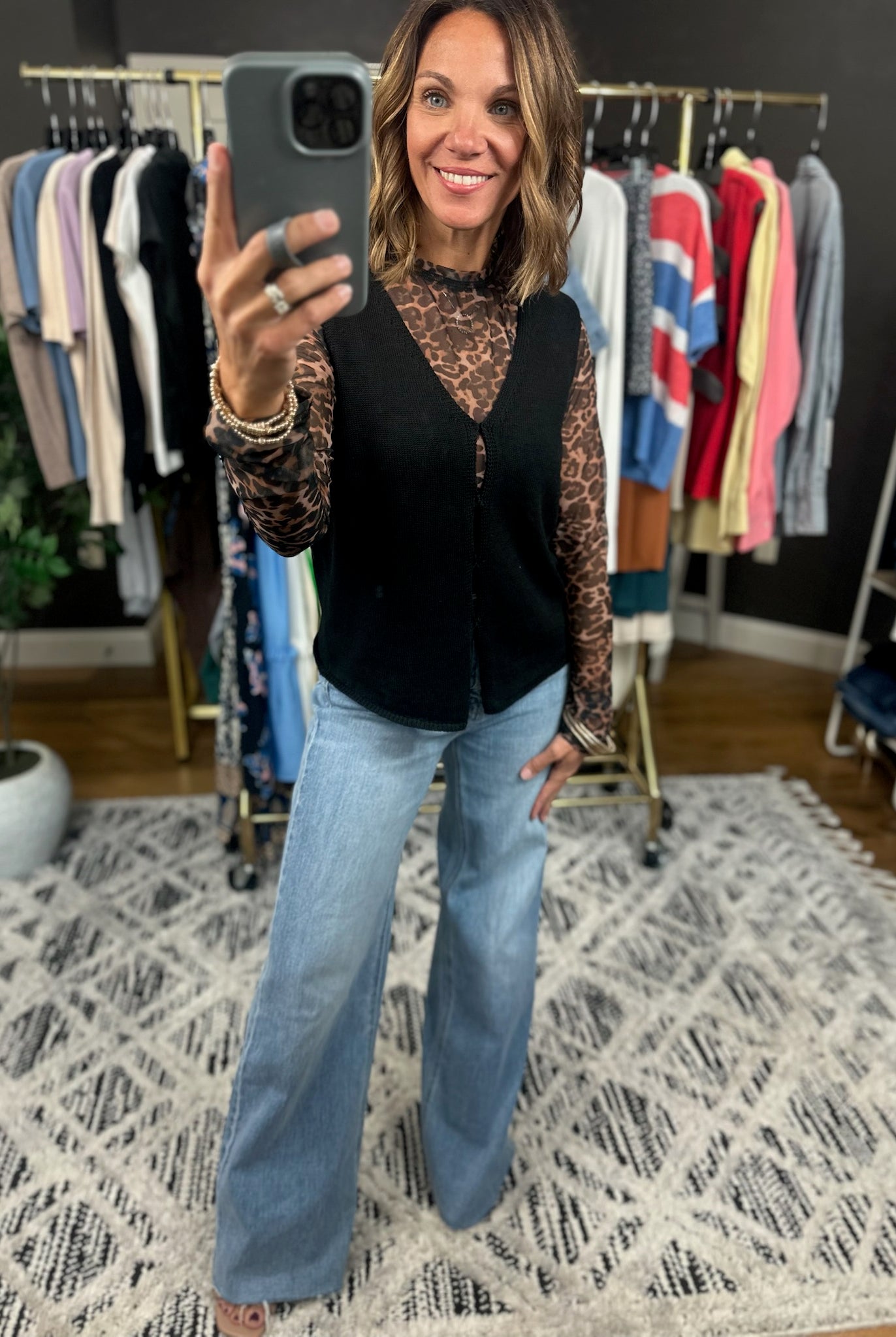 Merely Curious Button Knit Vest - Black-Short Sleeves-Wishlist-Anna Kaytes Boutique, Women's Fashion Boutique in Grinnell, Iowa