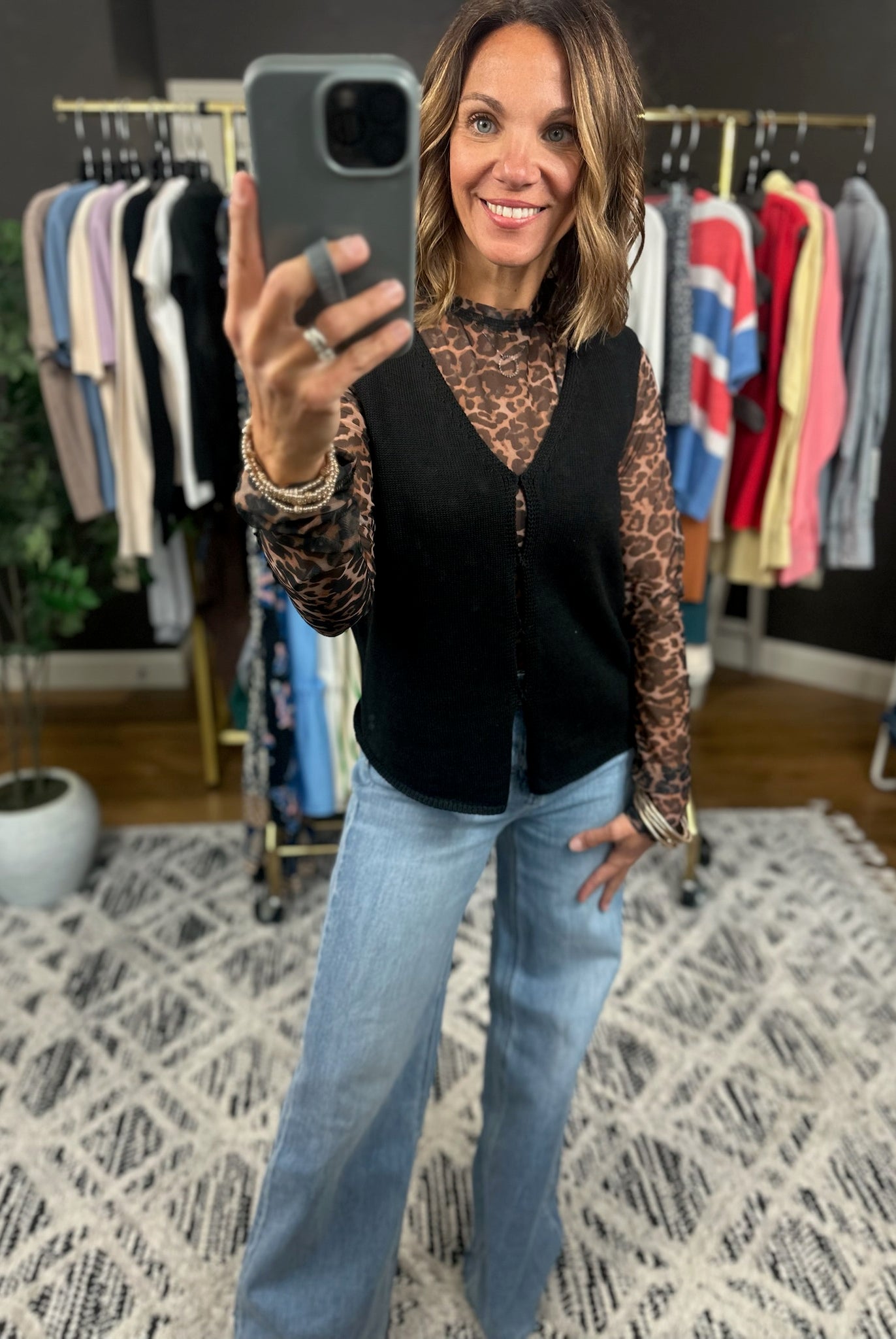 Merely Curious Button Knit Vest - Black-Short Sleeves-Wishlist-Anna Kaytes Boutique, Women's Fashion Boutique in Grinnell, Iowa