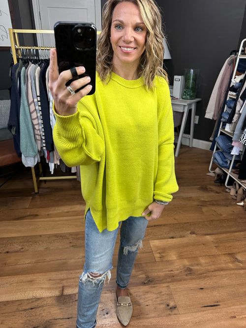 More Than You Know Side-Slit Sweater - Lime-Entro-Anna Kaytes Boutique, Women's Fashion Boutique in Grinnell, Iowa