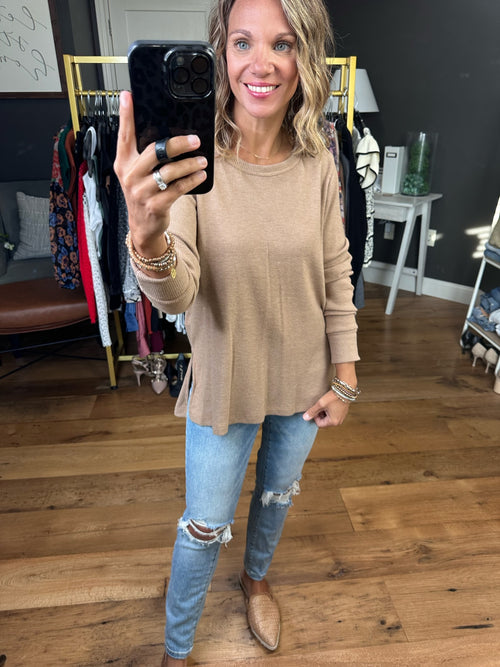 In Good Time Textured Longsleeve Top With Side-Slit Detail - Mutliple Options-Staccato 16740E-Anna Kaytes Boutique, Women's Fashion Boutique in Grinnell, Iowa