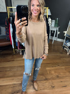 In Good Time Textured Longsleeve Top With Side-Slit Detail - Mutliple Options-Long Sleeves-Staccato 16740E-Anna Kaytes Boutique, Women's Fashion Boutique in Grinnell, Iowa