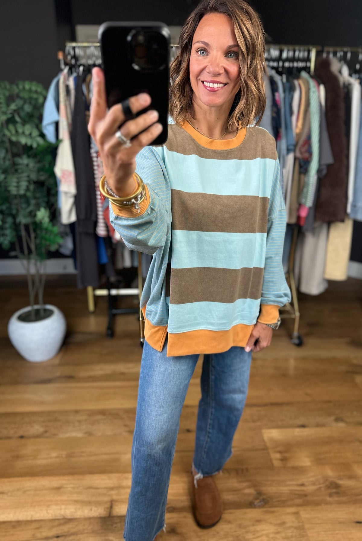 Nothing Like This Striped Crew Top-Long Sleeves-Easel-Anna Kaytes Boutique, Women's Fashion Boutique in Grinnell, Iowa