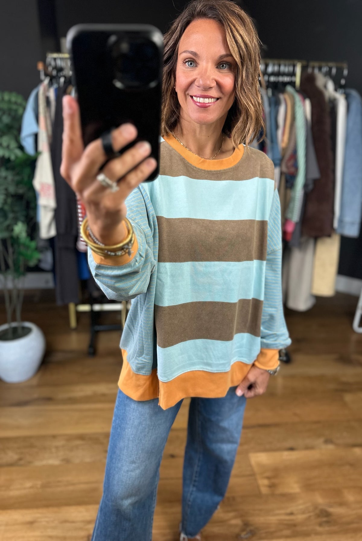 Nothing Like This Striped Crew Top-Long Sleeves-Easel-Anna Kaytes Boutique, Women's Fashion Boutique in Grinnell, Iowa