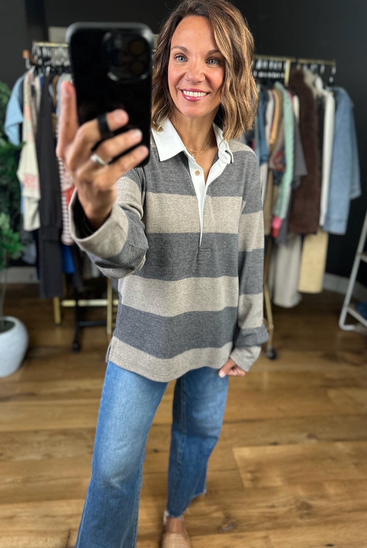 Asking Questions Collared Pullover-Long Sleeves-Thread & Supply-Anna Kaytes Boutique, Women's Fashion Boutique in Grinnell, Iowa