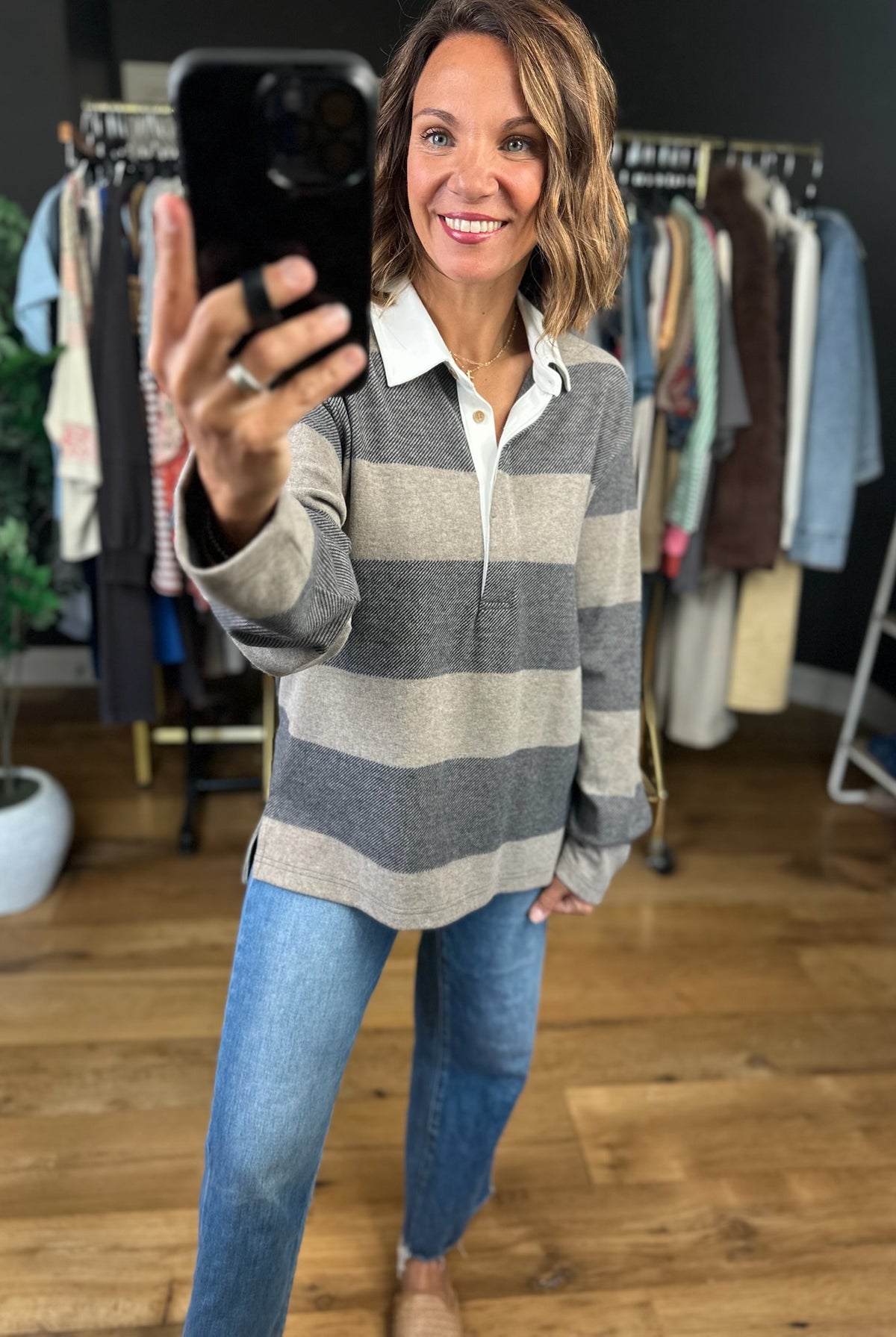 Asking Questions Collared Pullover-Long Sleeves-Thread & Supply-Anna Kaytes Boutique, Women's Fashion Boutique in Grinnell, Iowa