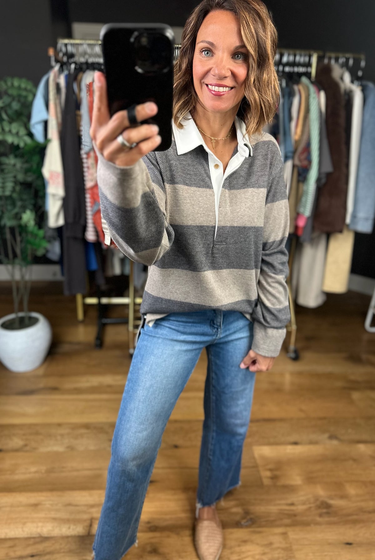 Asking Questions Collared Pullover-Long Sleeves-Thread & Supply-Anna Kaytes Boutique, Women's Fashion Boutique in Grinnell, Iowa