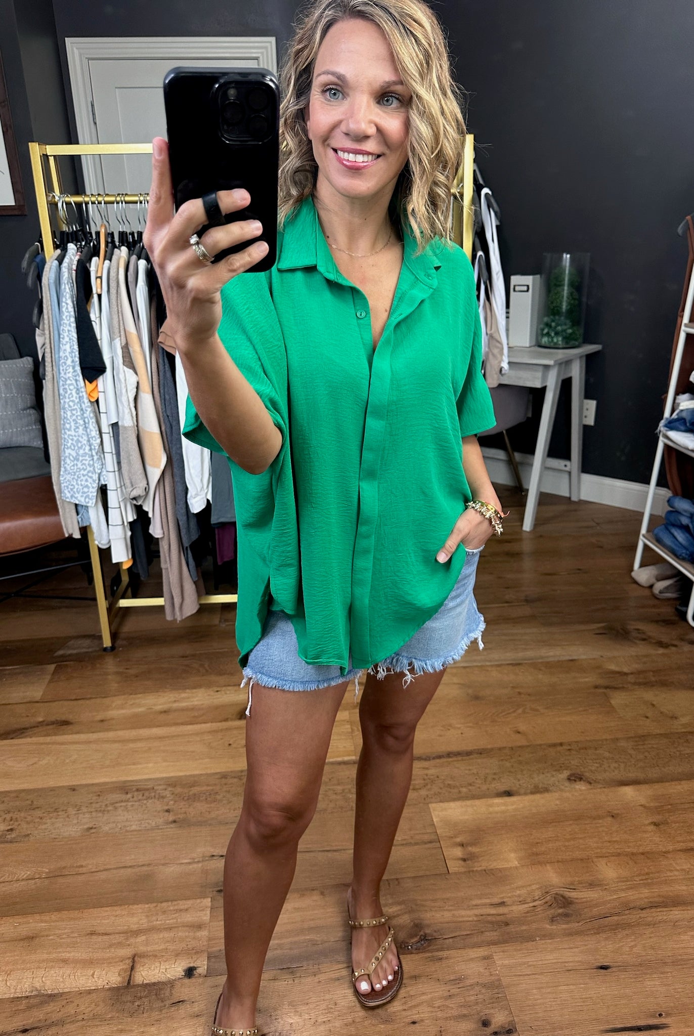 Express Yourself Button-Down Dolman Top - Multiple Options-Short Sleeves-Bucketlist-Anna Kaytes Boutique, Women's Fashion Boutique in Grinnell, Iowa