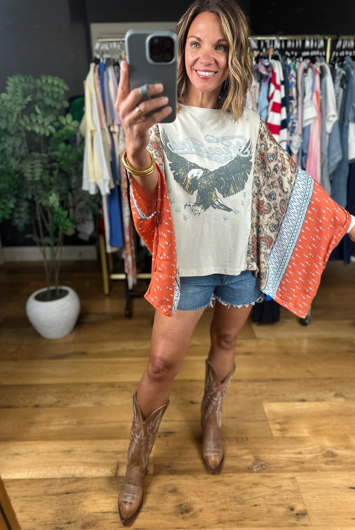 Freebird Handkerchief Sleeve Top-Short Sleeves-Zutter-Anna Kaytes Boutique, Women's Fashion Boutique in Grinnell, Iowa