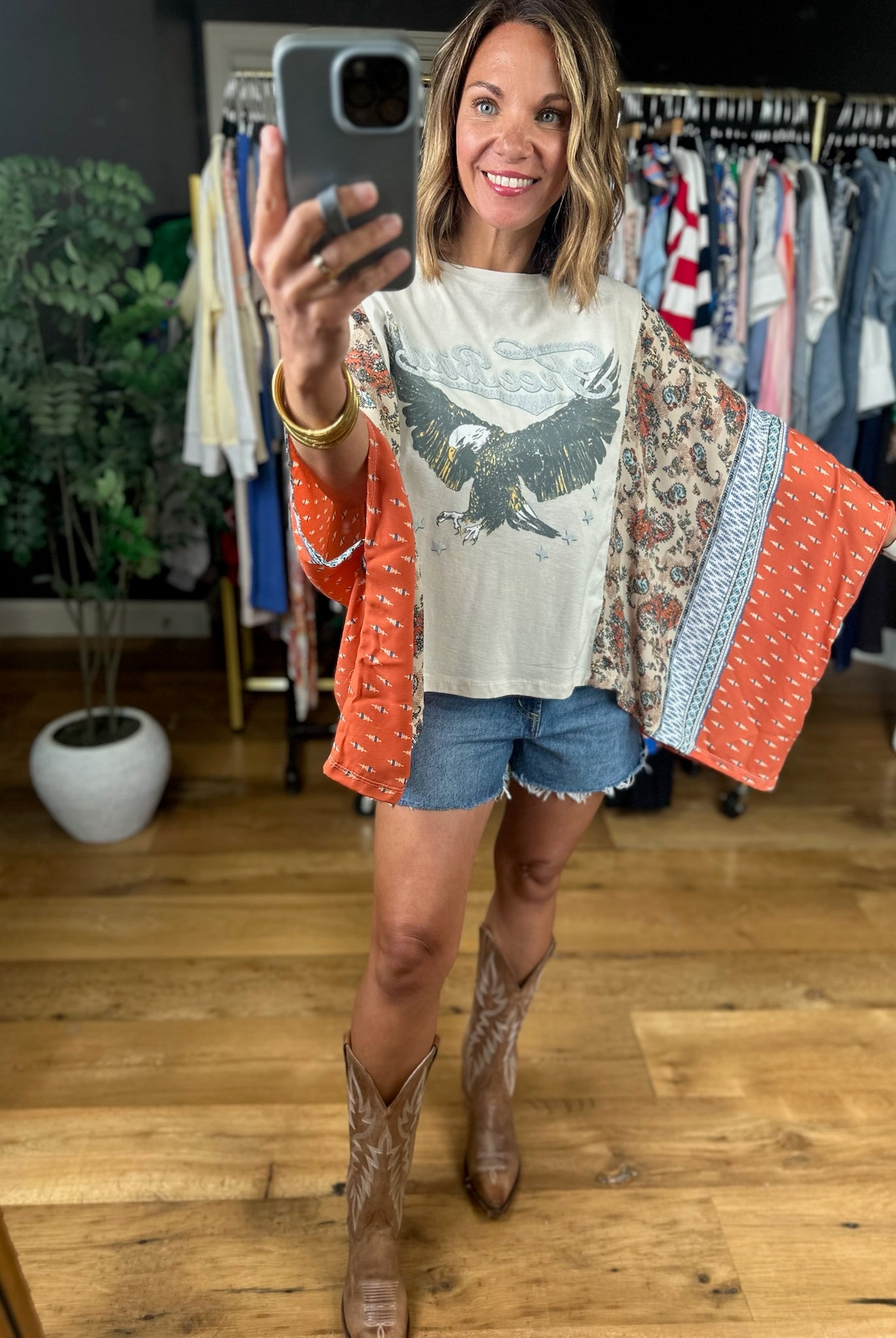 Freebird Handkerchief Sleeve Top-Short Sleeves-Zutter-Anna Kaytes Boutique, Women's Fashion Boutique in Grinnell, Iowa
