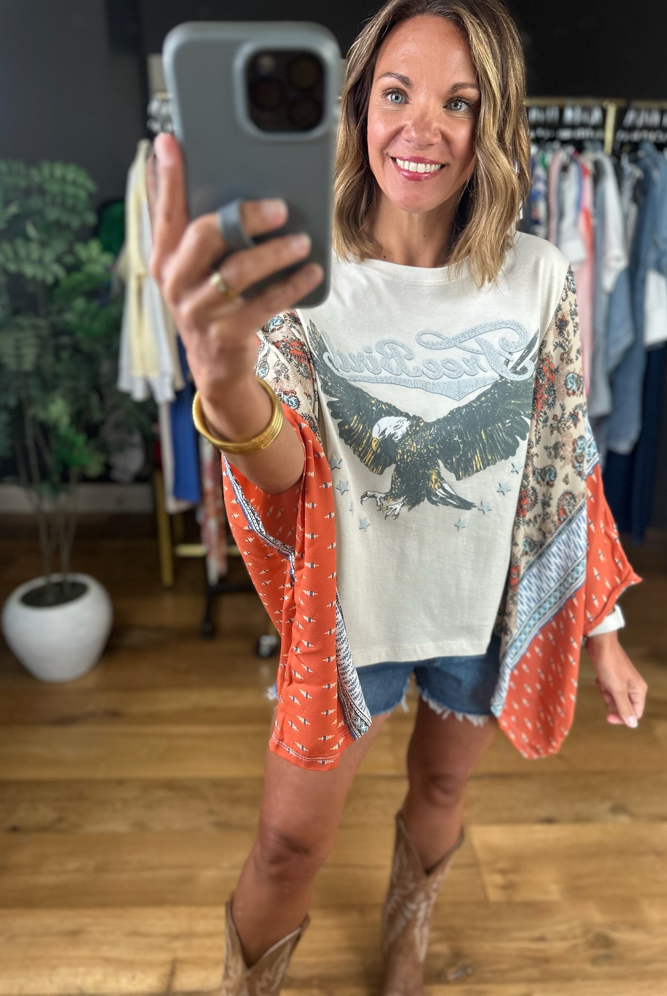Freebird Handkerchief Sleeve Top-Short Sleeves-Zutter-Anna Kaytes Boutique, Women's Fashion Boutique in Grinnell, Iowa