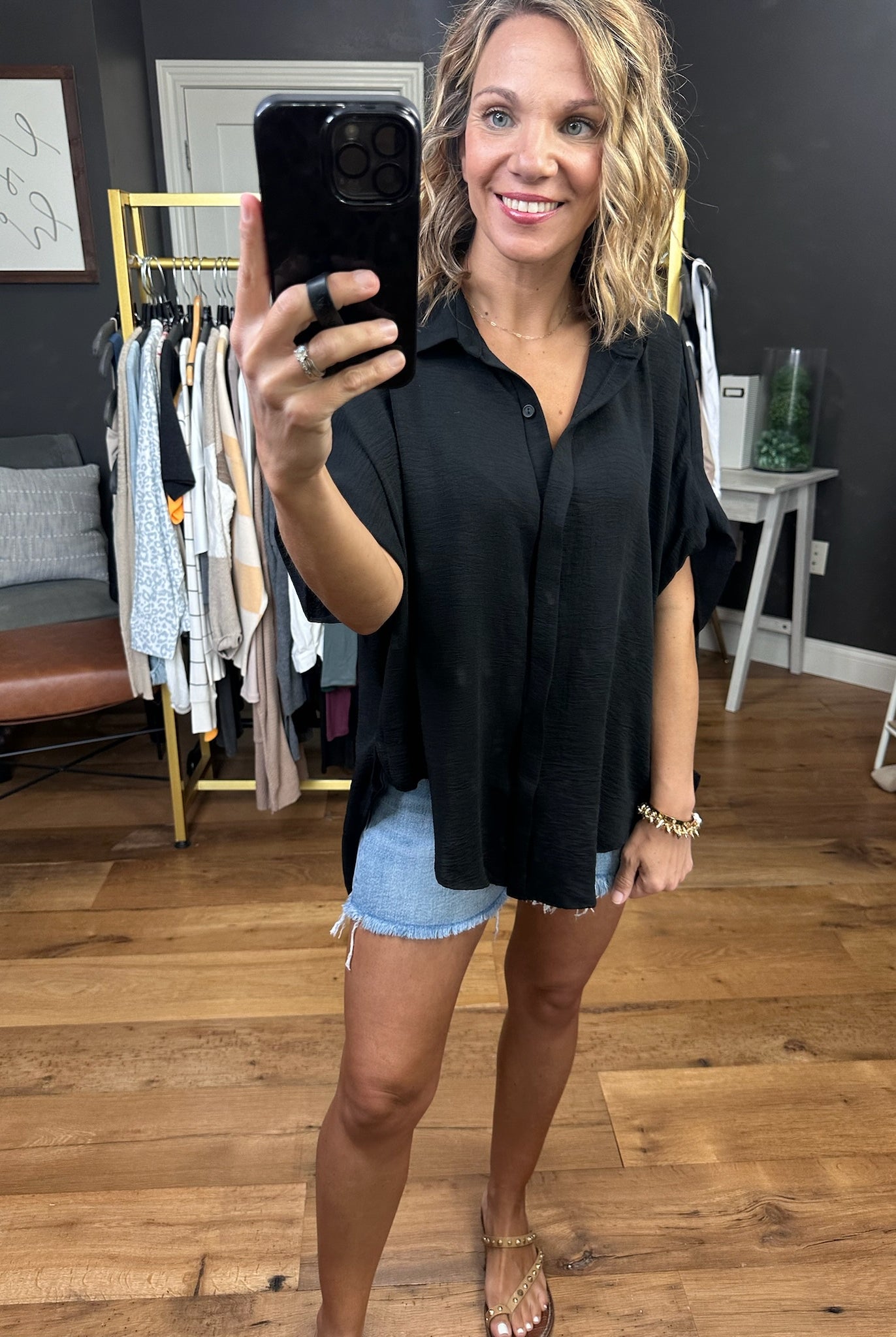 Express Yourself Button-Down Dolman Top - Multiple Options-Short Sleeves-Bucketlist-Anna Kaytes Boutique, Women's Fashion Boutique in Grinnell, Iowa