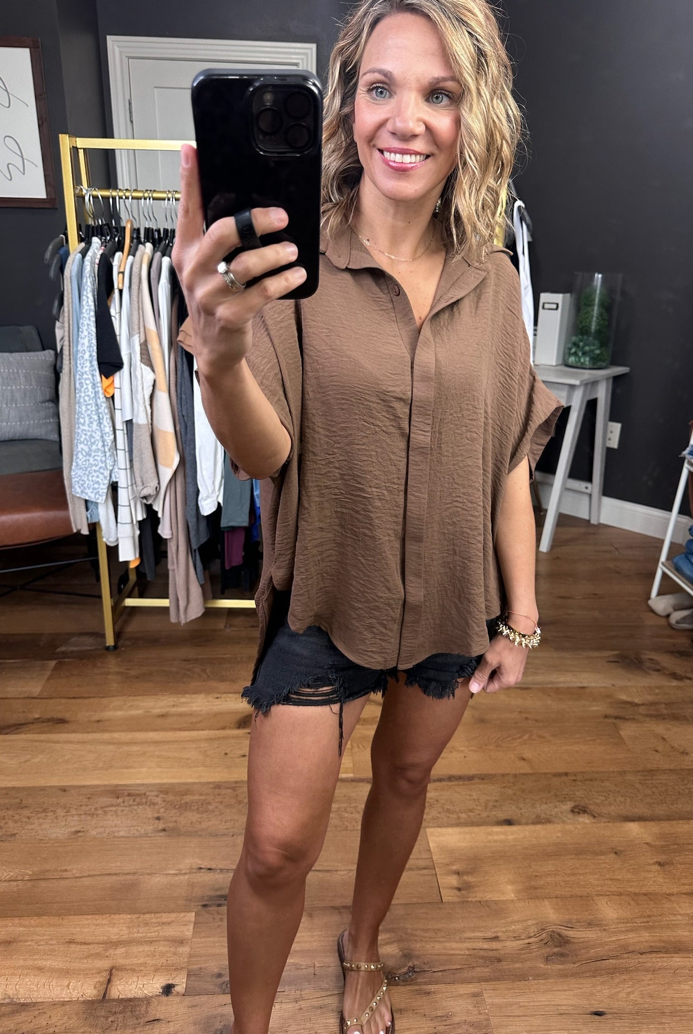 Express Yourself Button-Down Dolman Top - Multiple Options-Short Sleeves-Bucketlist-Anna Kaytes Boutique, Women's Fashion Boutique in Grinnell, Iowa