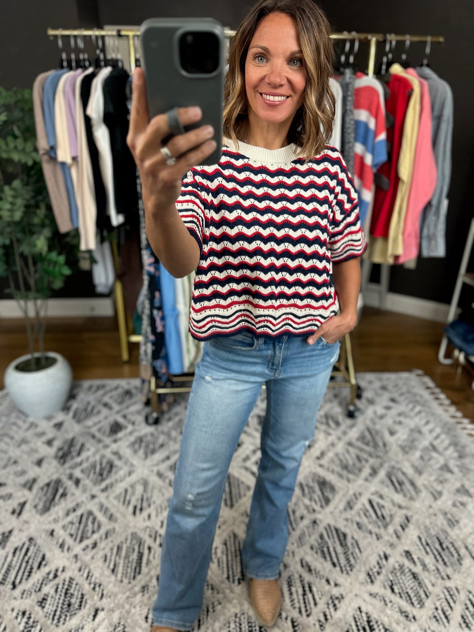 History Of Happiness Crochet-Knit Top-Short Sleeves-Hem & Thread-Anna Kaytes Boutique, Women's Fashion Boutique in Grinnell, Iowa