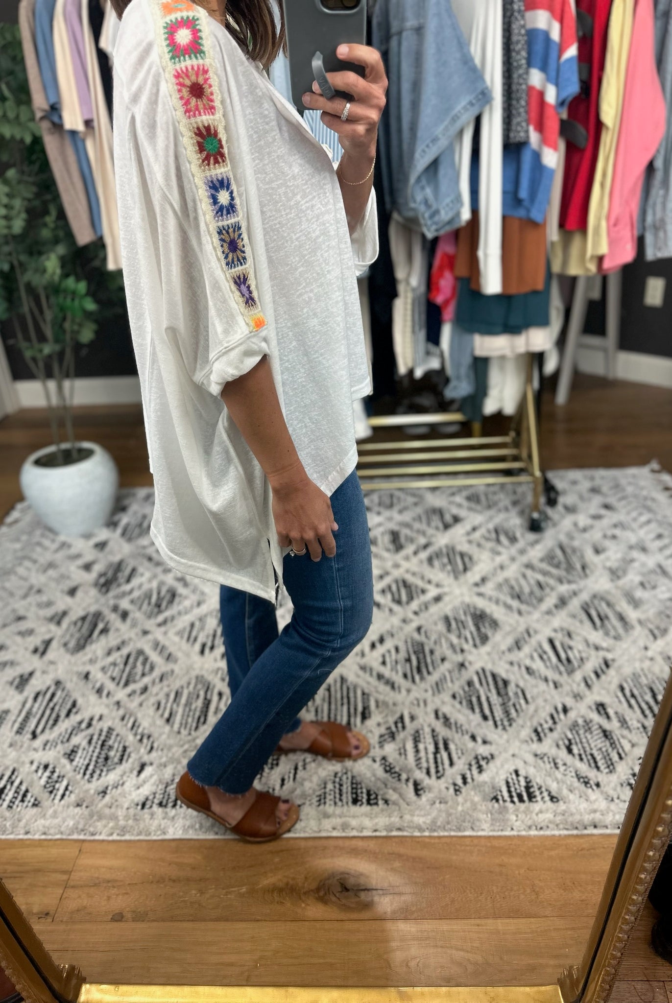 Bring It Home Crochet Detail Top-Short Sleeves-Dave & Dani-Anna Kaytes Boutique, Women's Fashion Boutique in Grinnell, Iowa