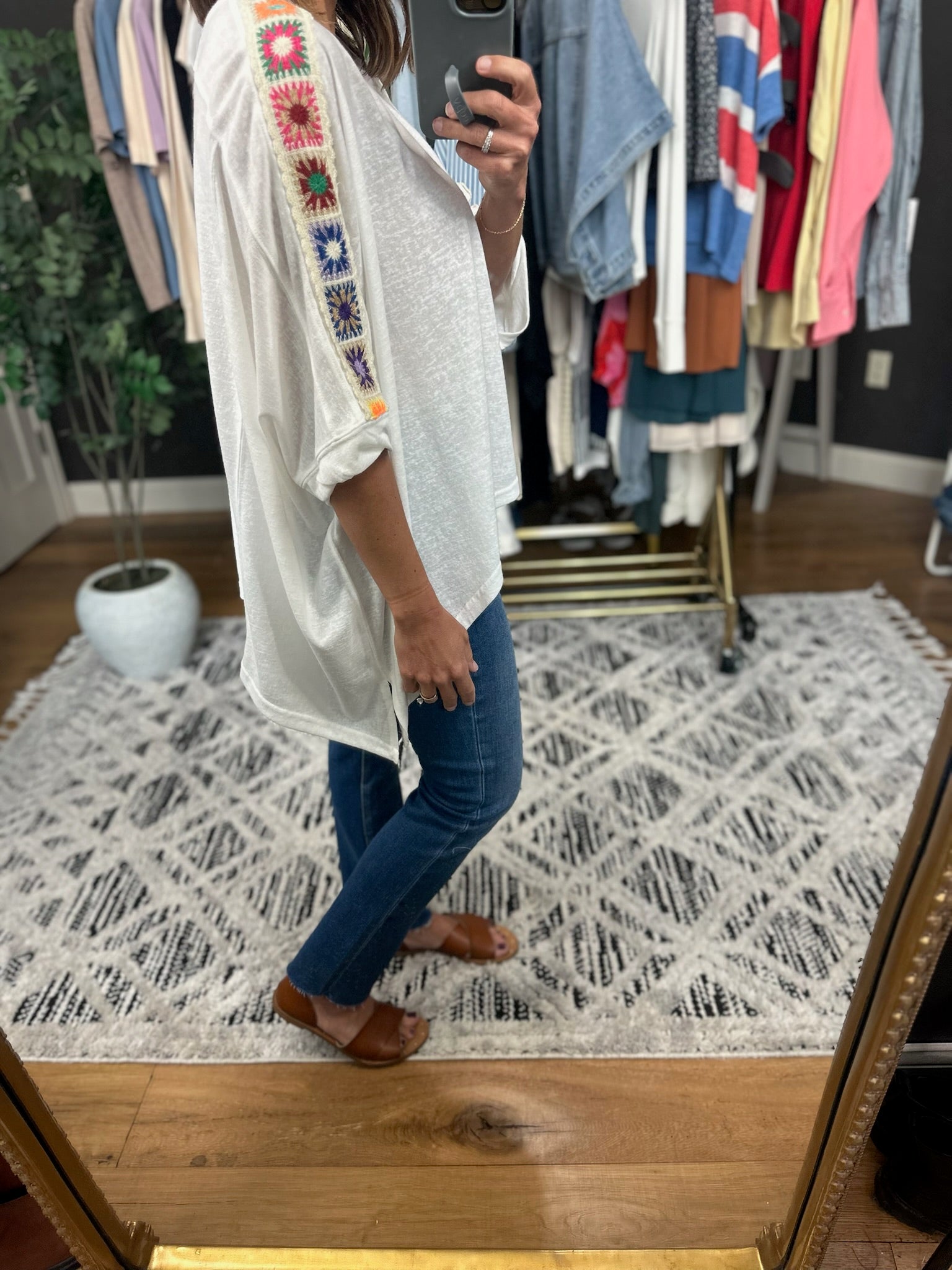 Bring It Home Crochet Detail Top-Short Sleeves-Dave & Dani-Anna Kaytes Boutique, Women's Fashion Boutique in Grinnell, Iowa